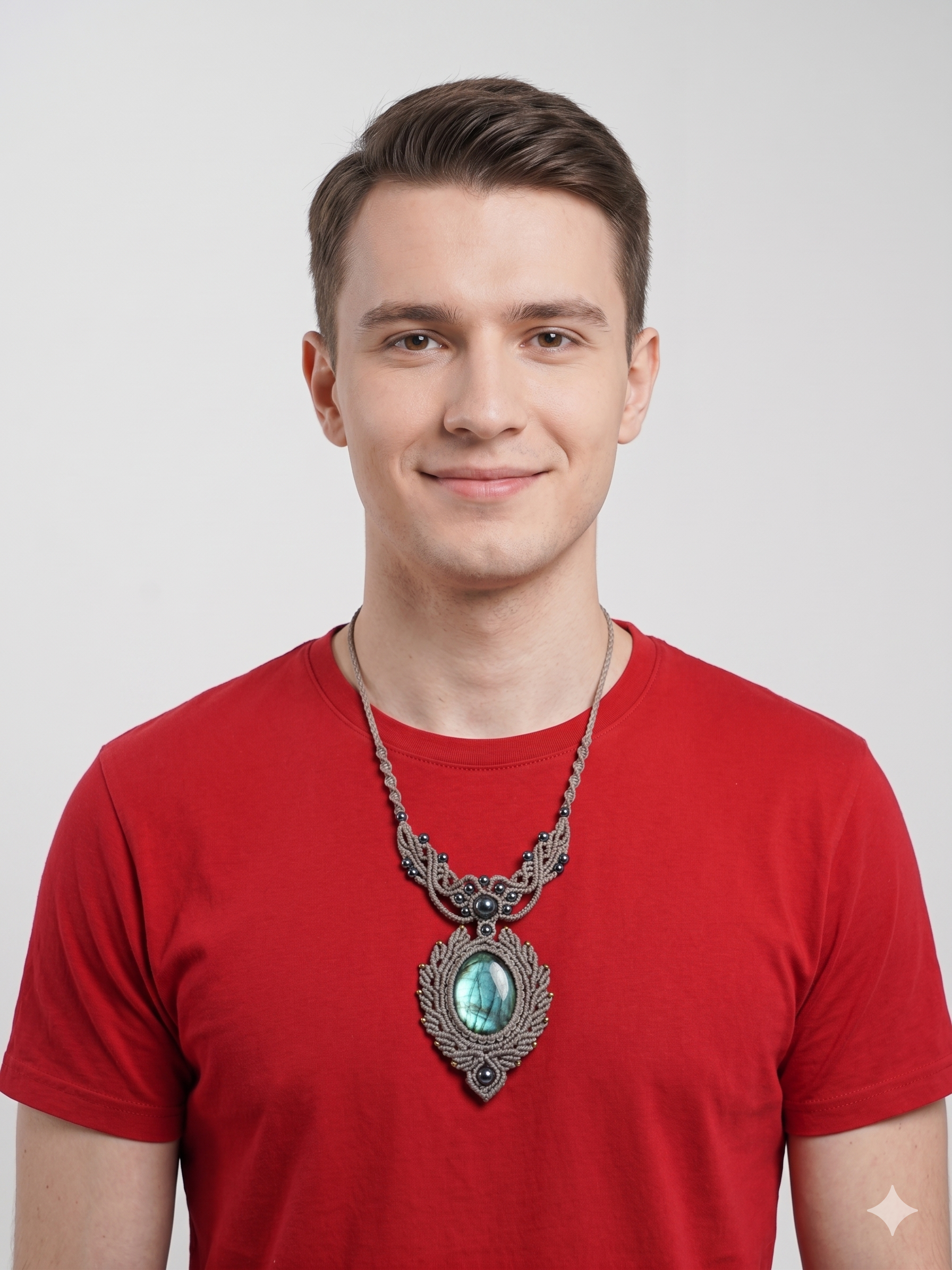Handmade Natural Labradorite Macrame Necklace