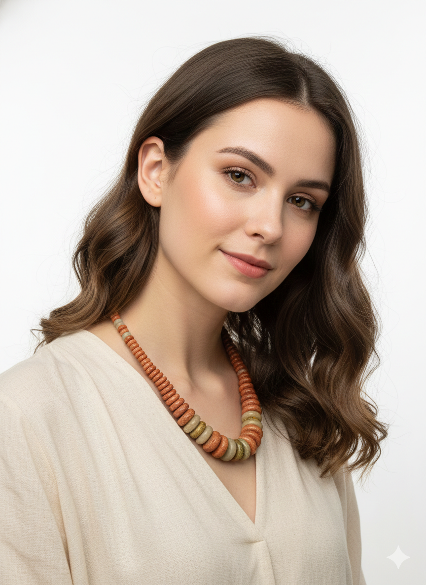 Handmade Natural Turquoise Necklace in Earth Tones