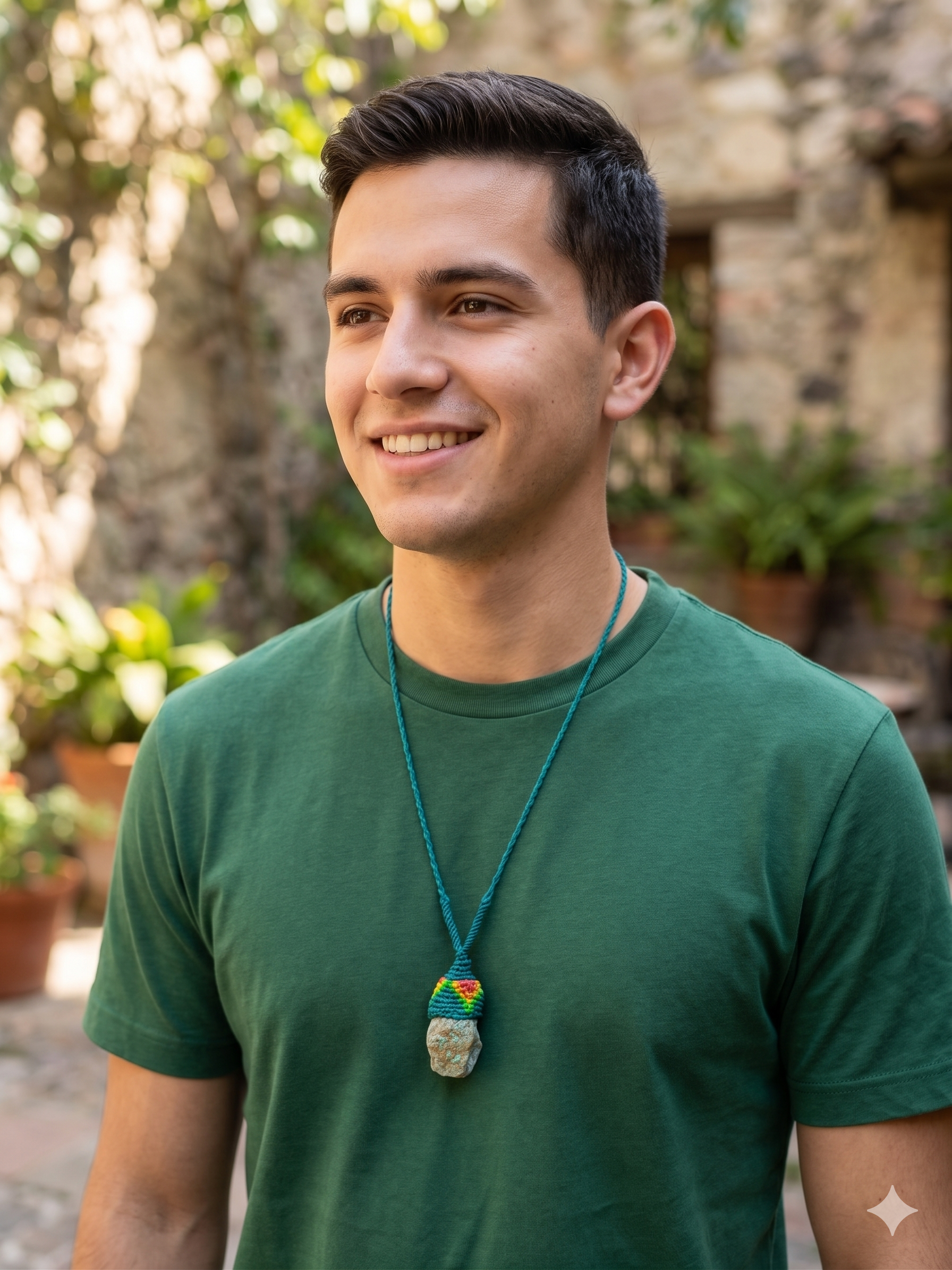 Handmade Macrame Necklace with Natural Turquoise Stone