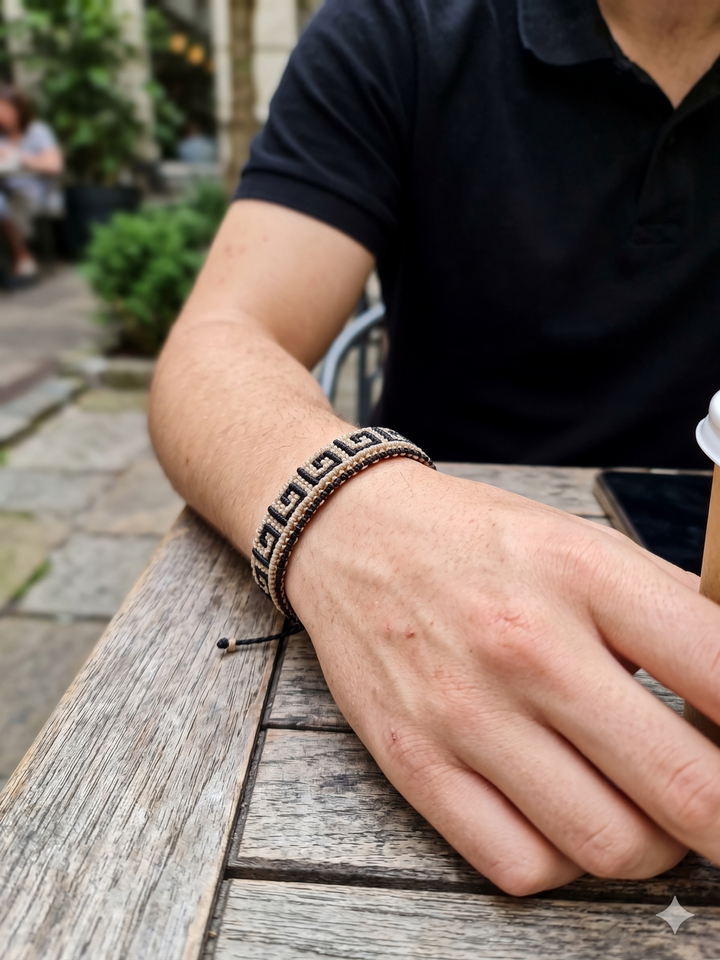 Hand-woven macrame cord bracelet inspired by Peruvian culture