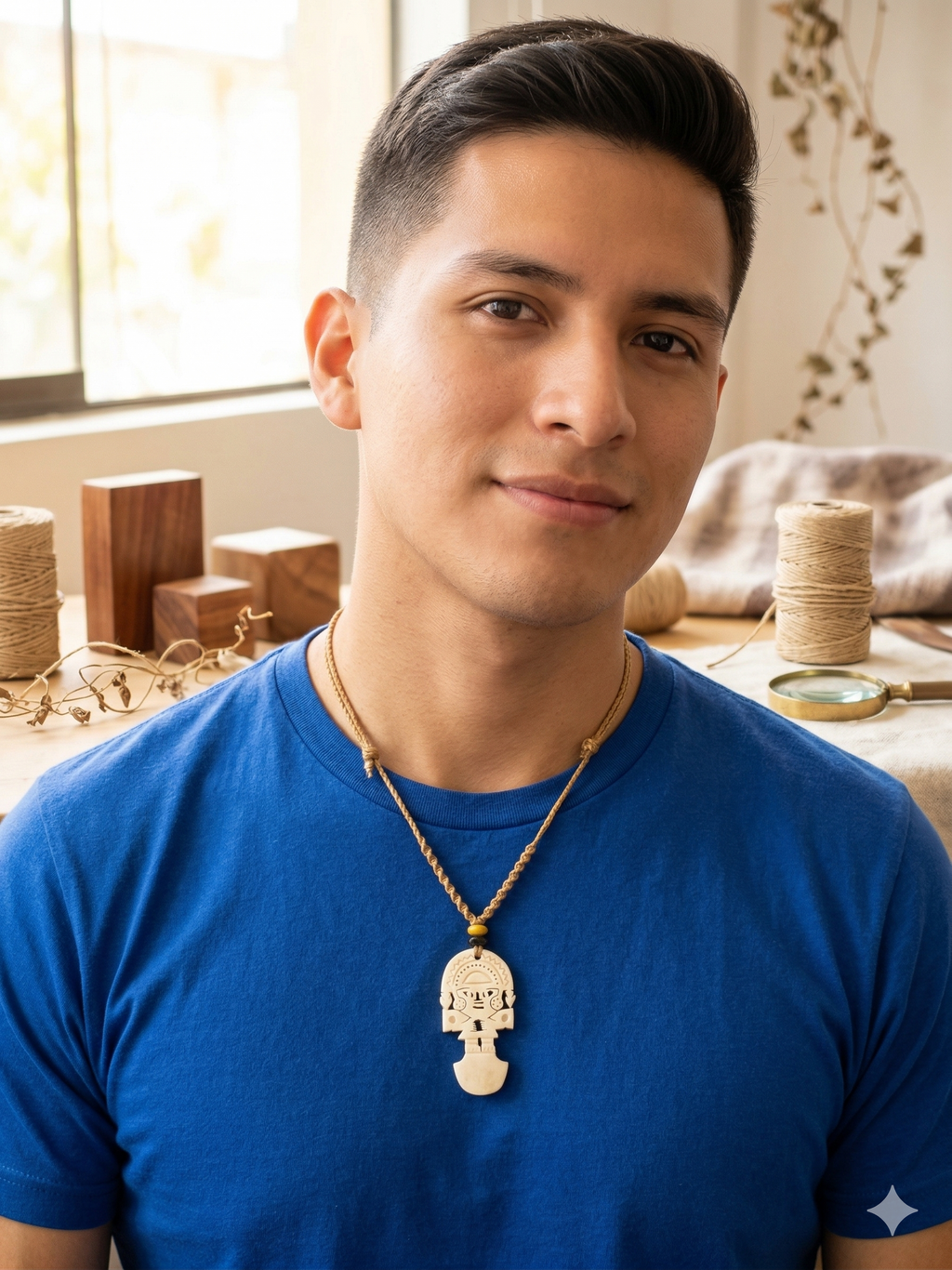 Peruvian Handmade Macrame Woven Tumi Necklace, Amulet for Protection and Luck