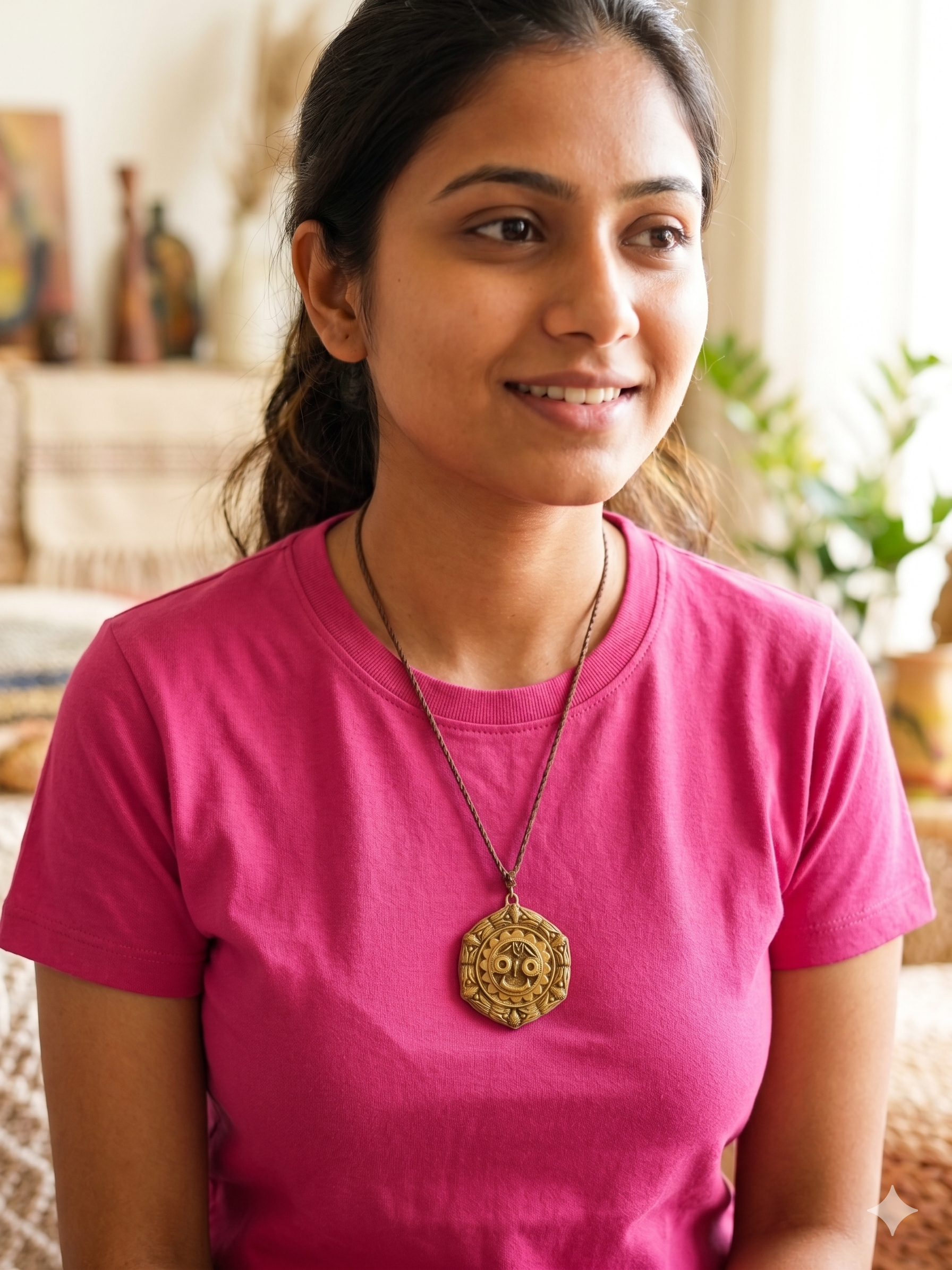 Handmade Inca Sun Macrame Necklace, Cultural and Artisanal
