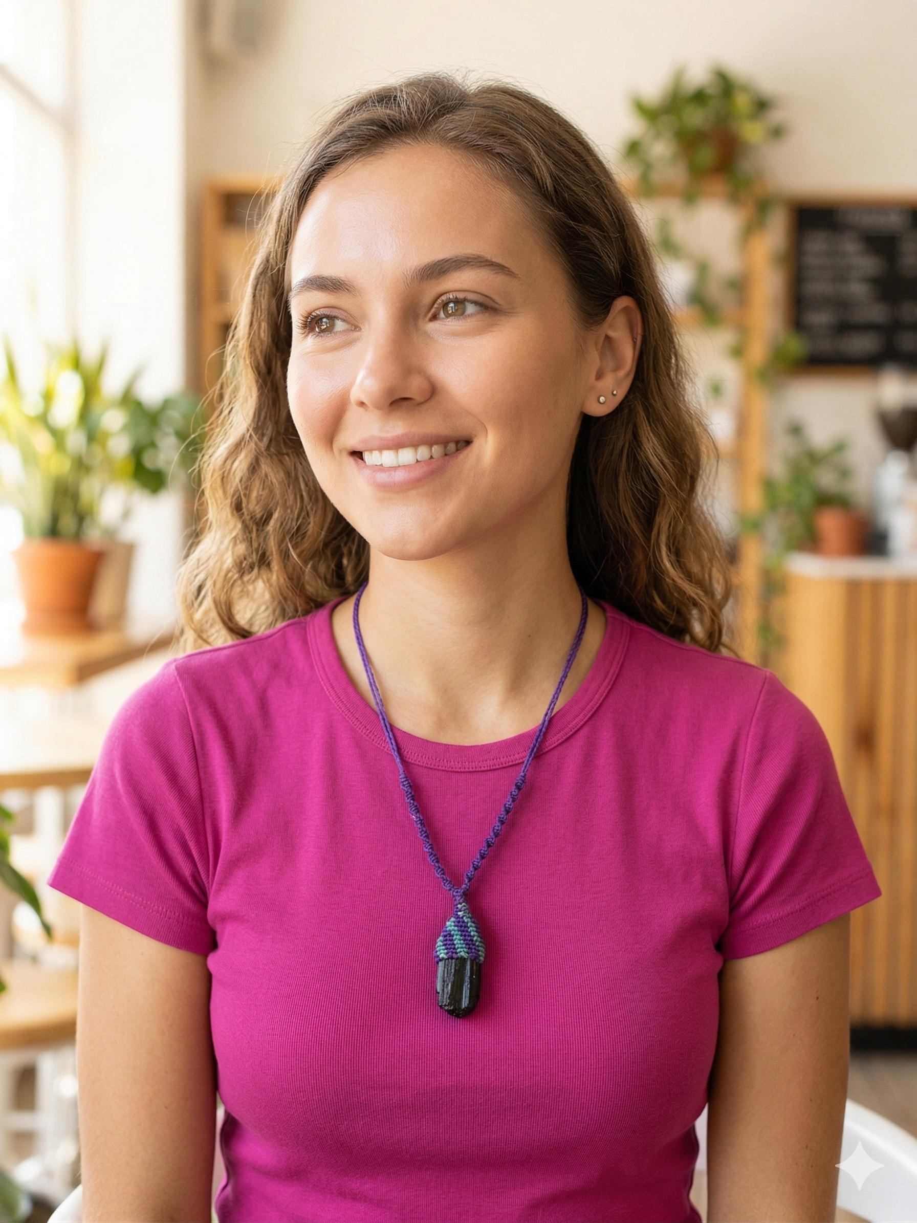 Black Onyx Macrame Hand-Woven Necklace for Protection and Strength