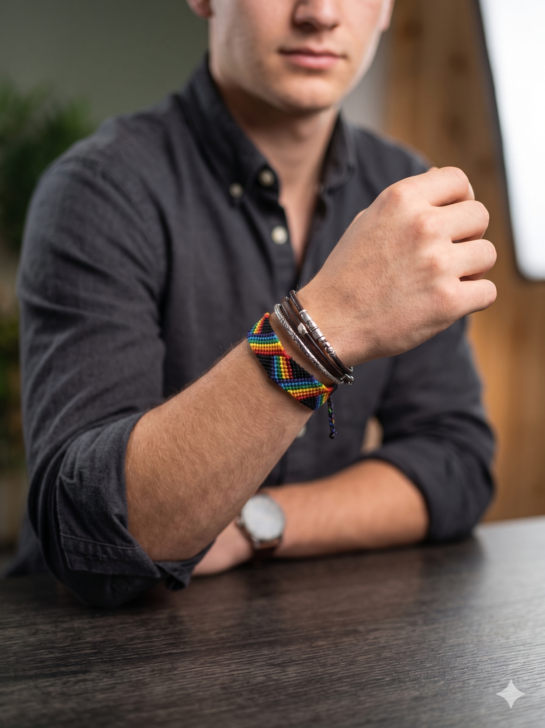 LGBTQ Rainbow Macrame Bracelet Handmade Show Your Pride
