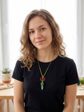 Handmade Macrame Dreamcatcher Necklace with Natural Green Stone