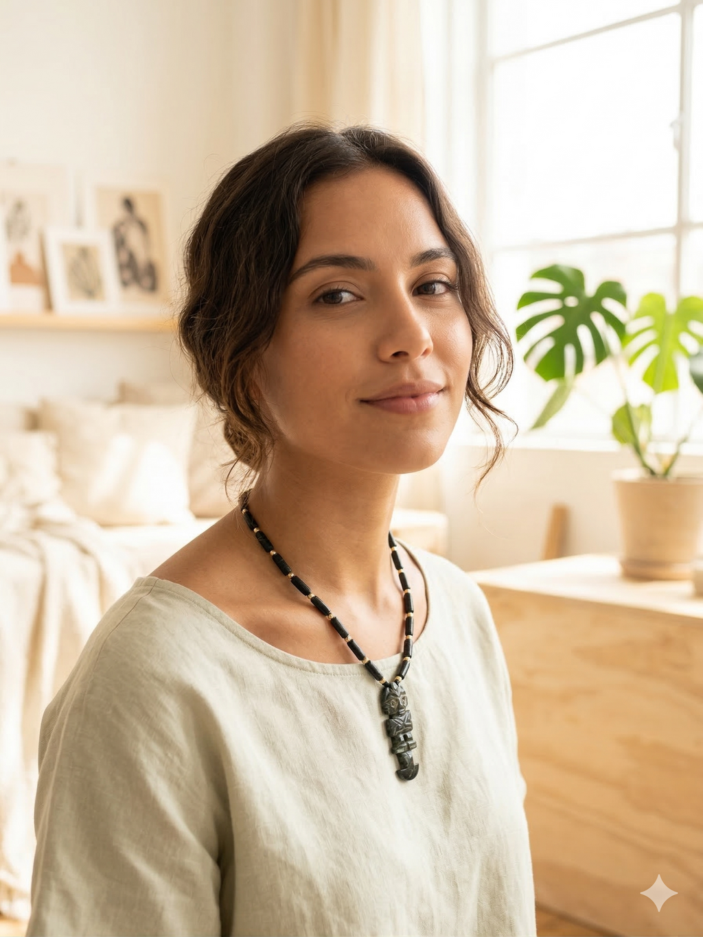 Tumi Necklace, Green Stone, Handmade Peruvian Amulet, Protection, Luck