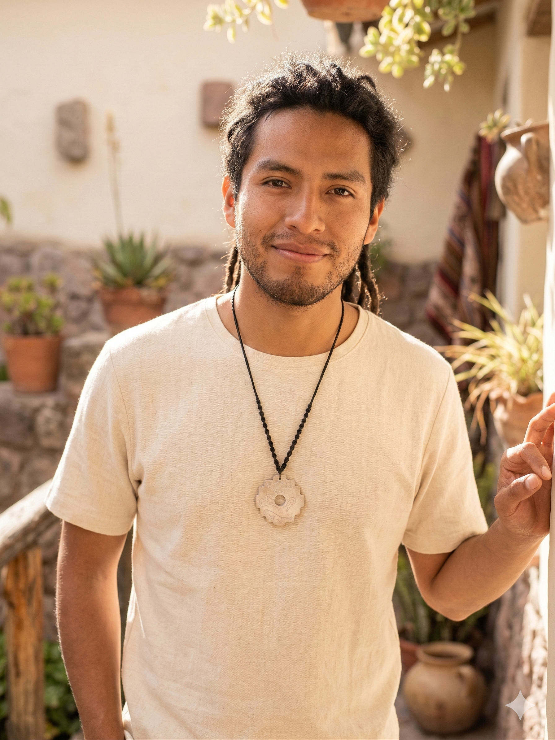 Chakana Inca Necklace Hand Carved Natural Stone Snake Pendant Chavín