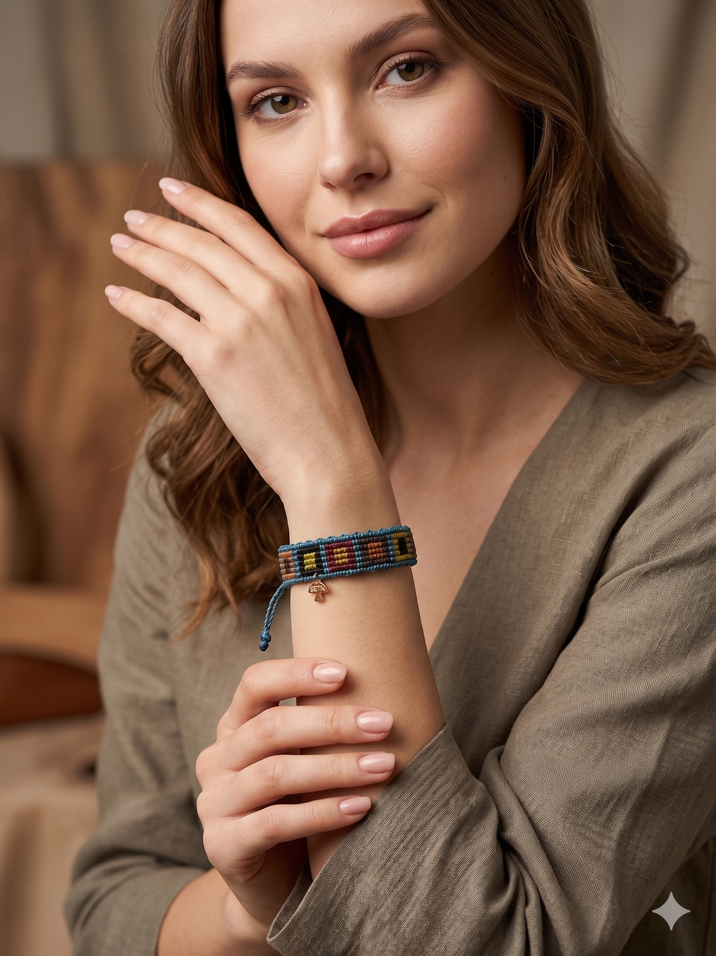 Handmade Macrame Bracelet with Geometric Square Design
