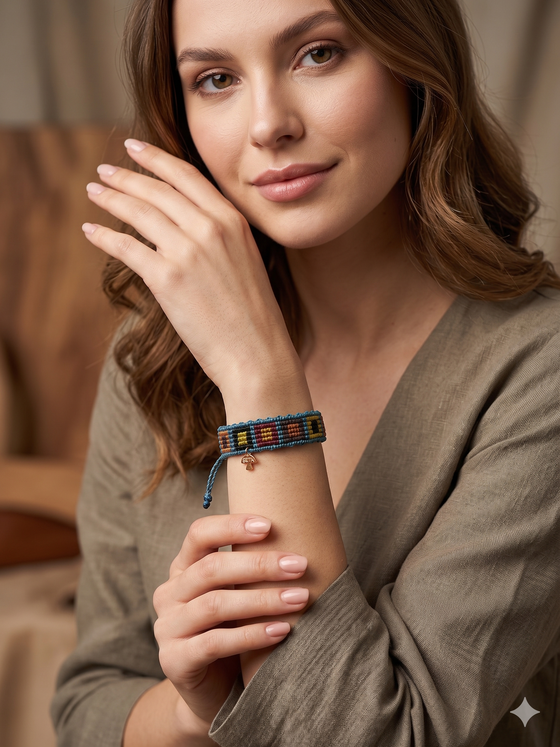 Handmade Macrame Bracelet with Geometric Square Design