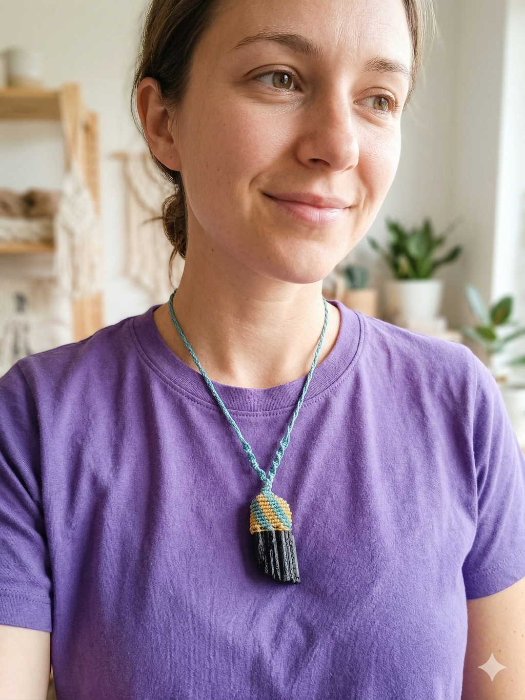 Handmade Macrame Necklace, Natural Onyx, Peruvian Craftsmanship