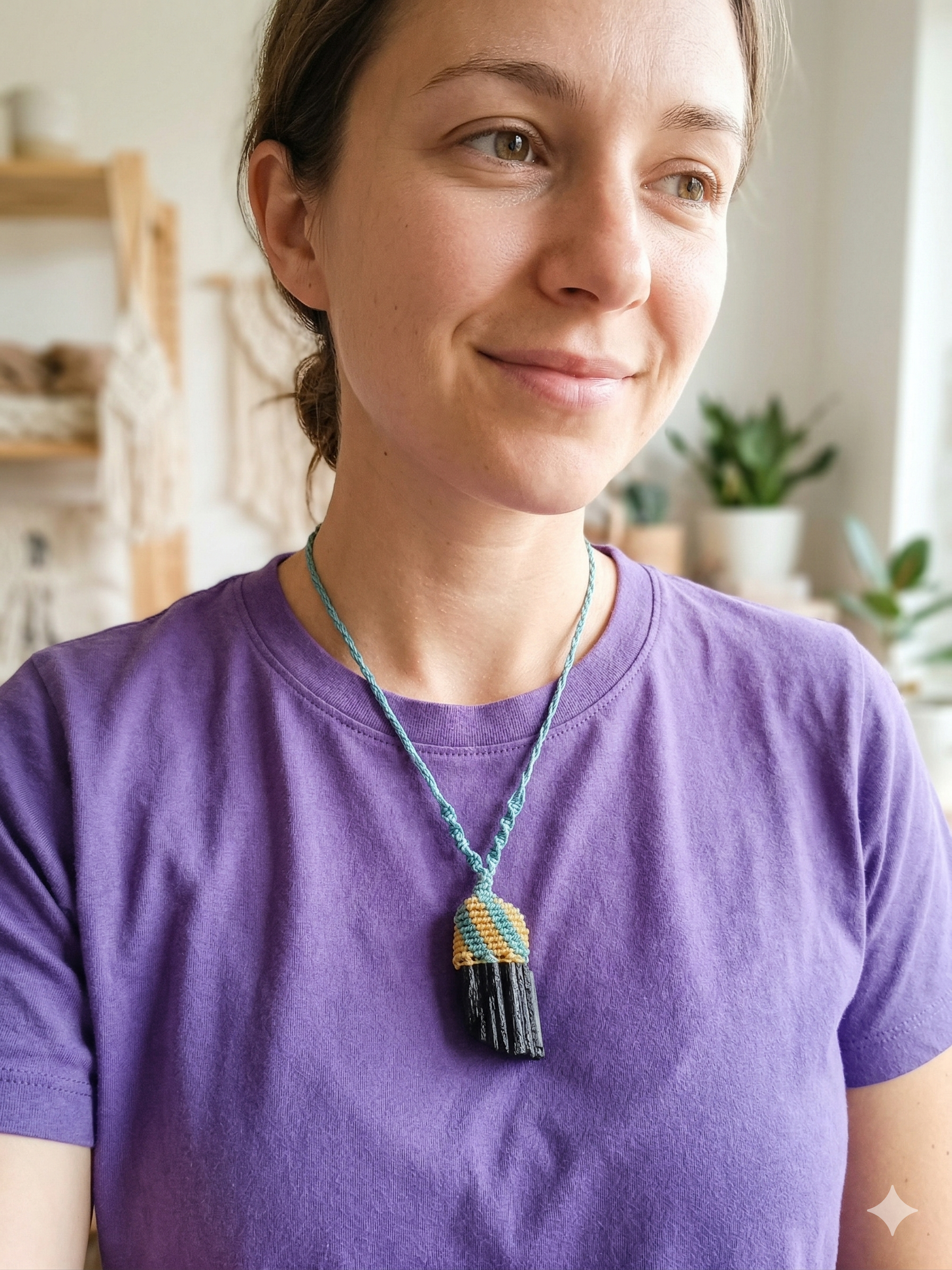 Handmade Macrame Necklace, Natural Onyx, Peruvian Craftsmanship