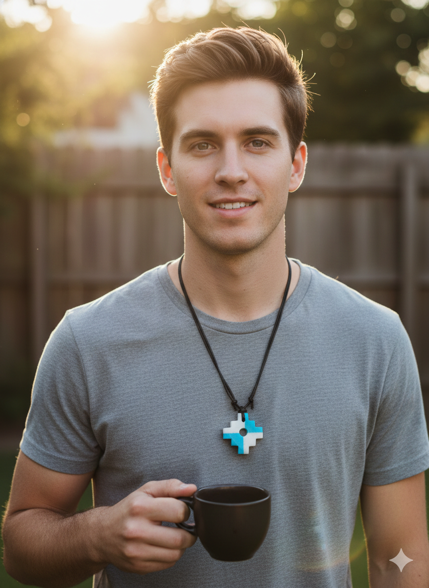 Handmade Inca Chakana Necklace, Andean Cross Pendant with Natural Stone