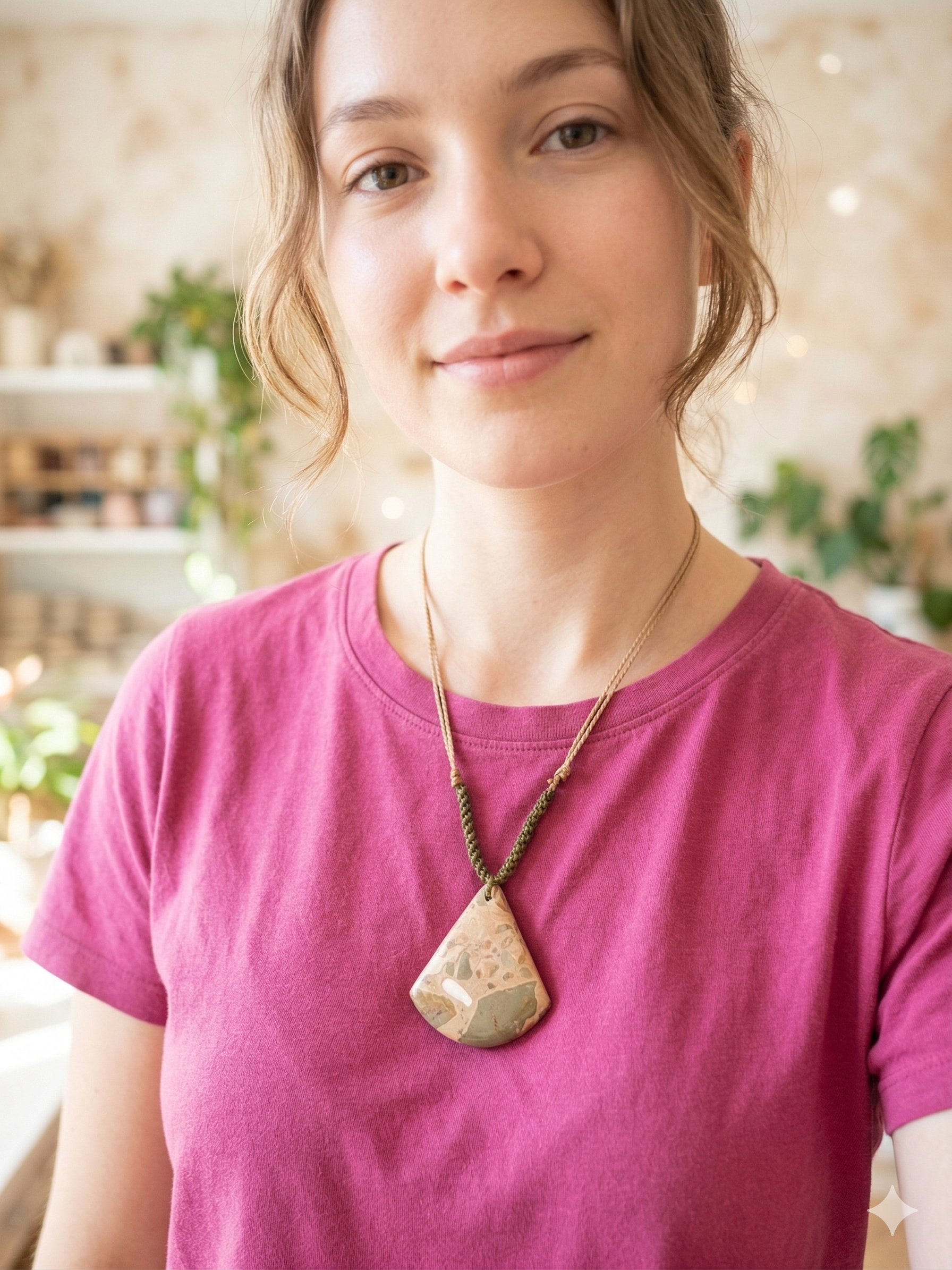 Natural Leopard Print Necklace, Handwoven Macrame Spiritual Amulet