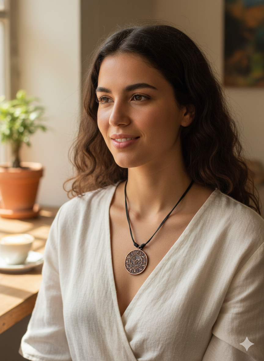 Nazca Lines Pendant Necklace, Copper, Handmade Peruvian Art, Adjustable Cord