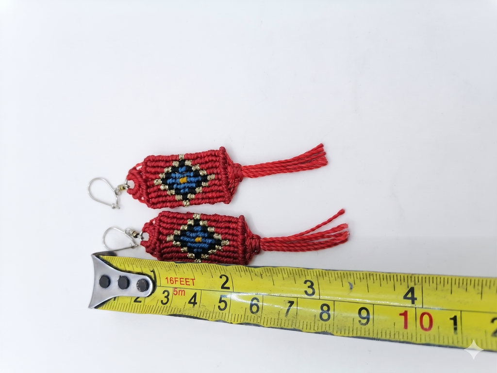 Chakana Macrame Earrings Handwoven Spiritual Cross