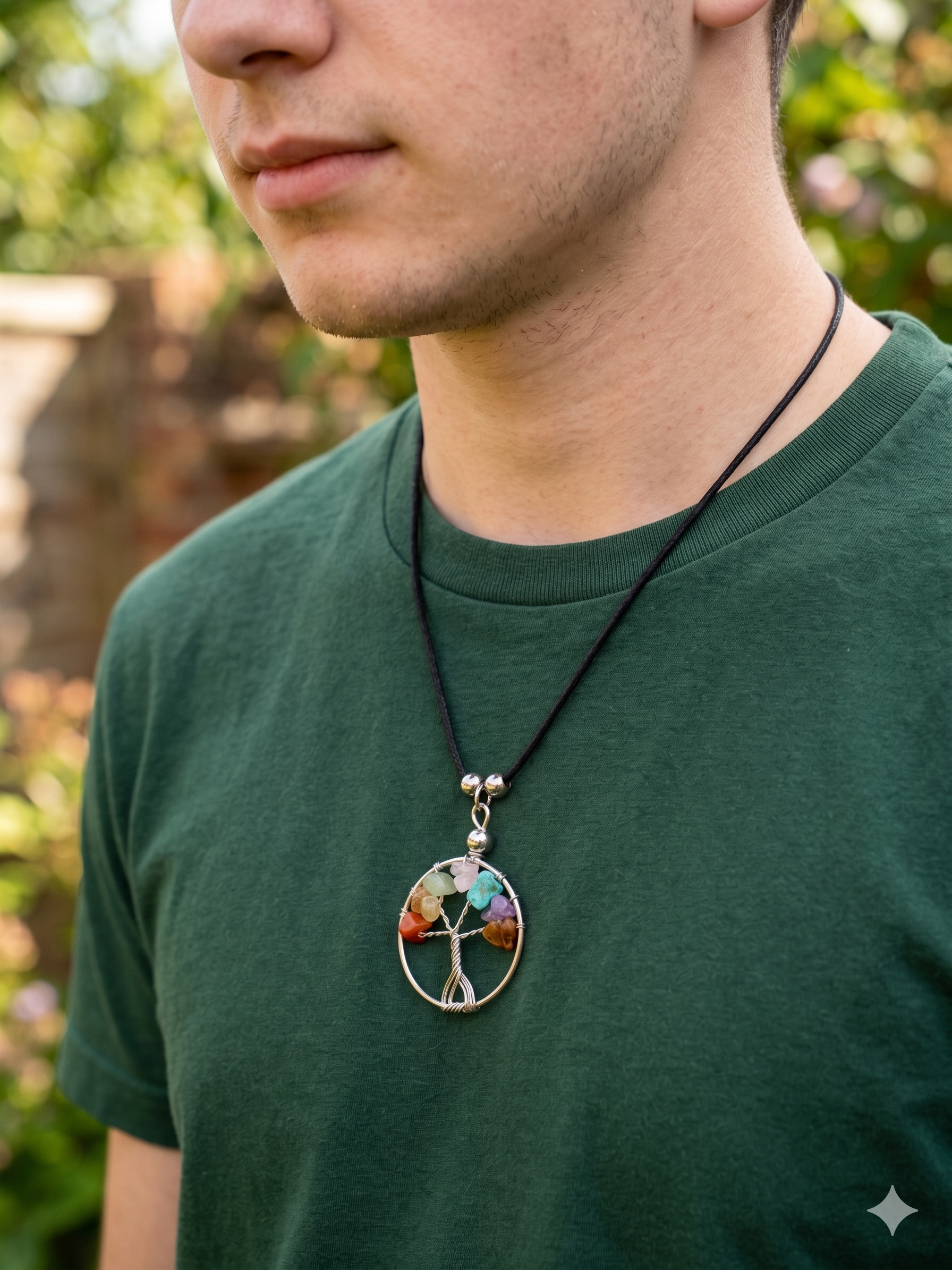 Macrame Necklace Tree of Life Spiritual Amulet Natural Stones