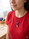 Natural Sodalite Macrame Necklace, Hand-Woven Spiritual Amulet