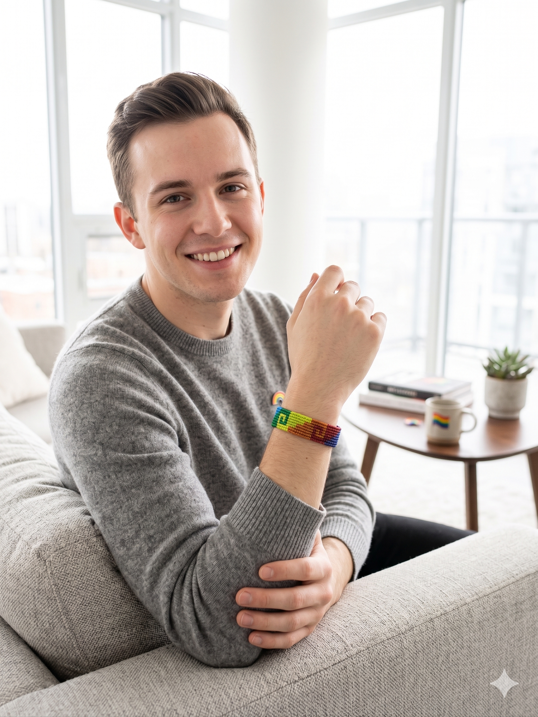 Rainbow Pride Gay Pride Labyrinth Woven Bracelet