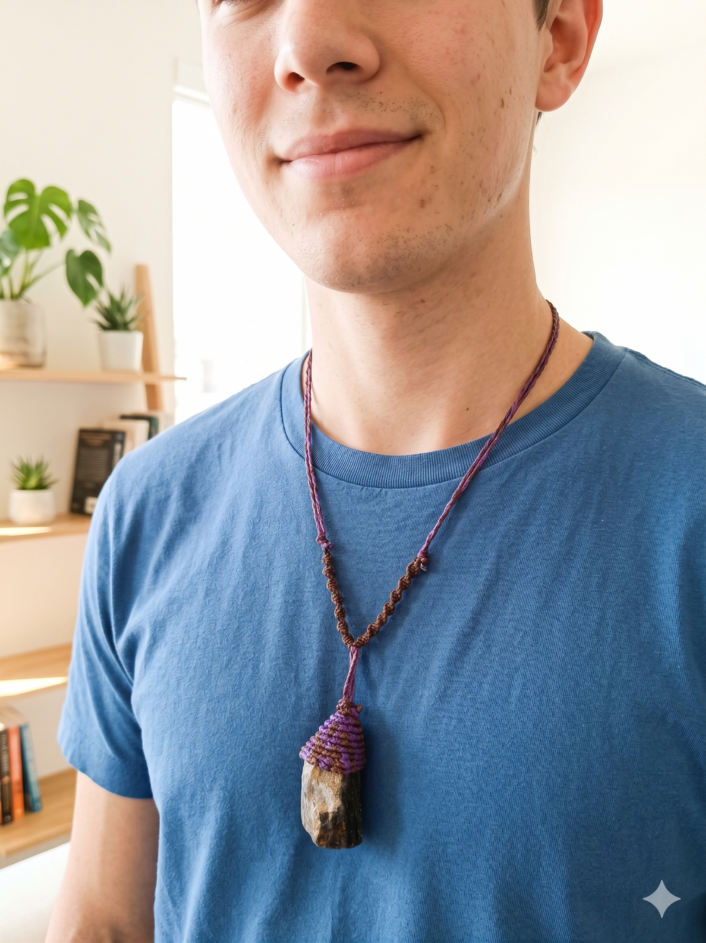 Natural Onyx Macrame Necklace Spiritual Amulet Protection