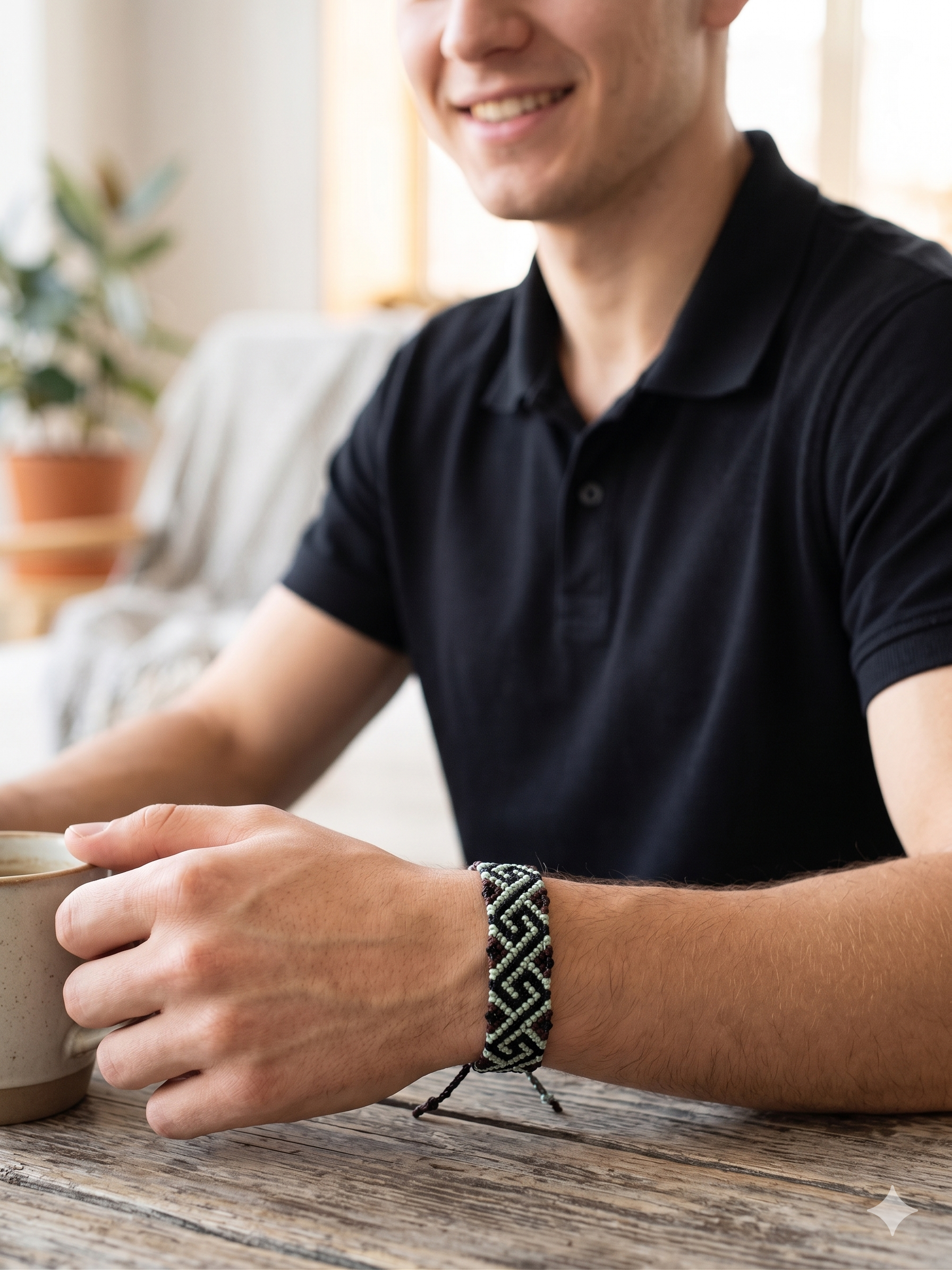 Handmade Macrame Bracelet with Geometric Greek Pattern