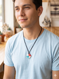 Handmade Inca Chakana Necklace with Andean Cross and Natural Stone
