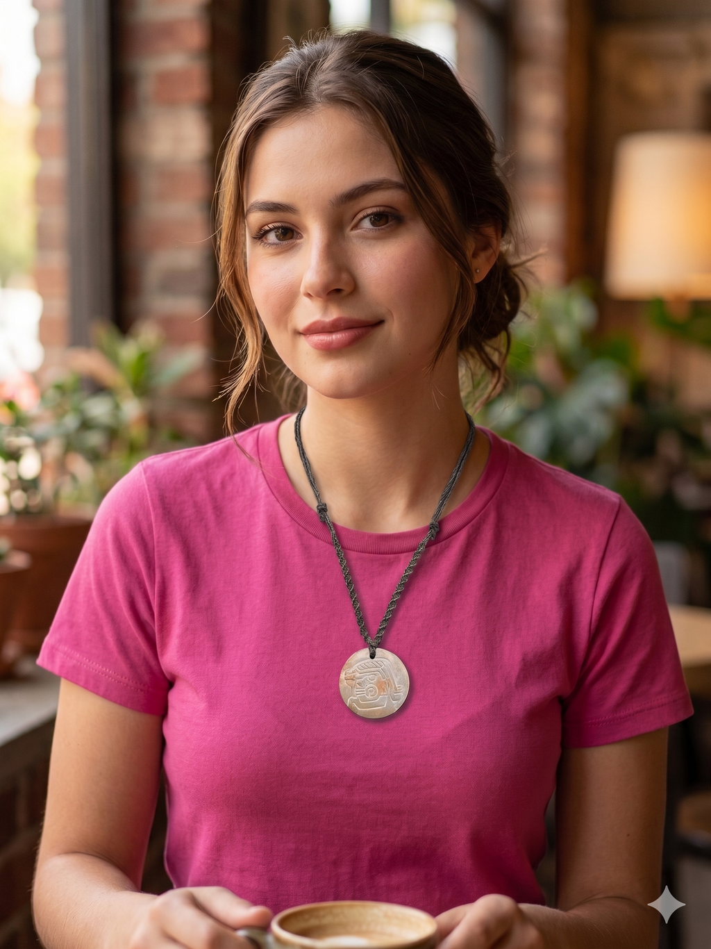 Macrame Necklace Hand Carved Stone Chavín Culture Tenon Head