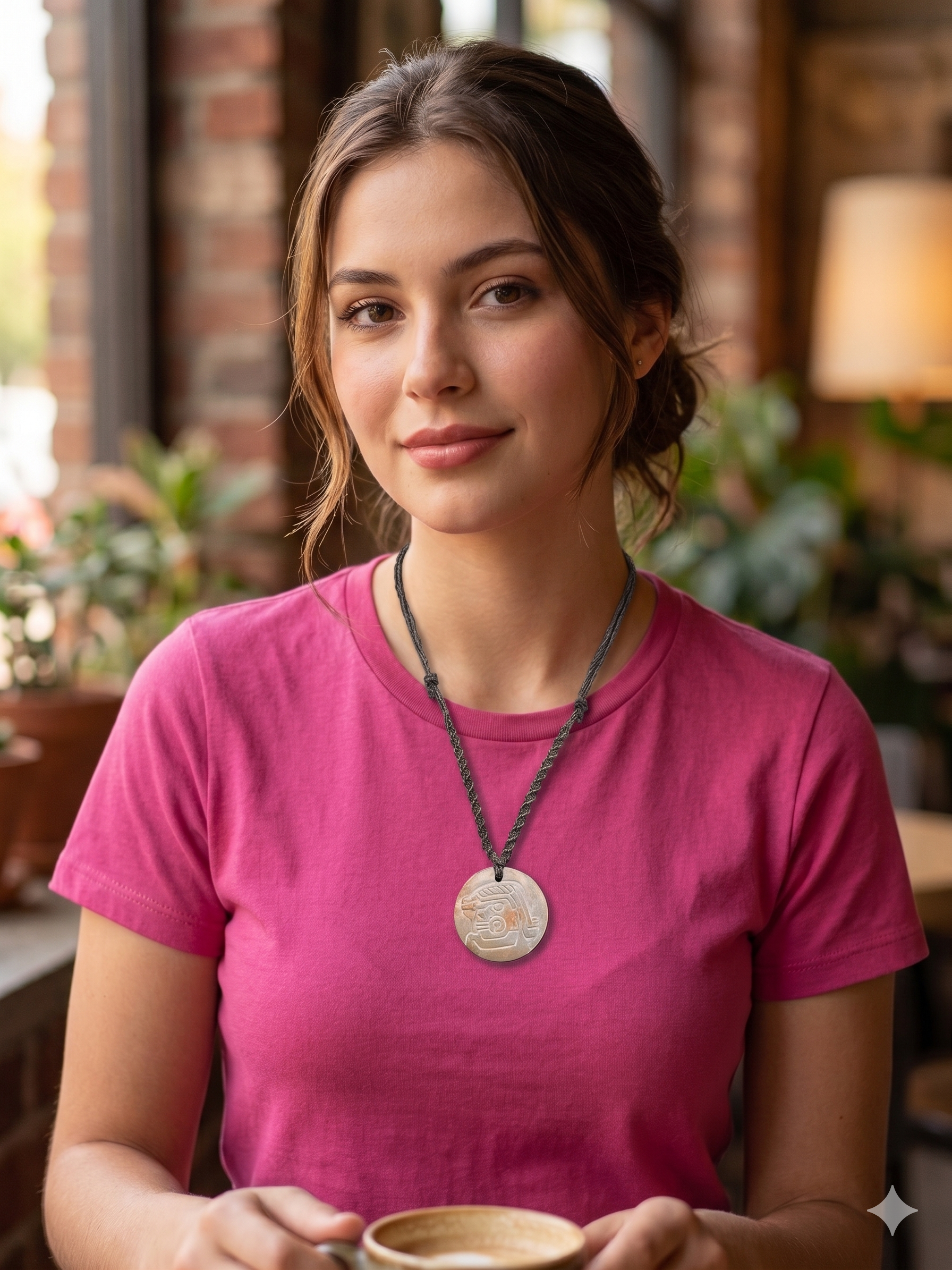 Macrame Necklace Hand Carved Stone Chavín Culture Tenon Head