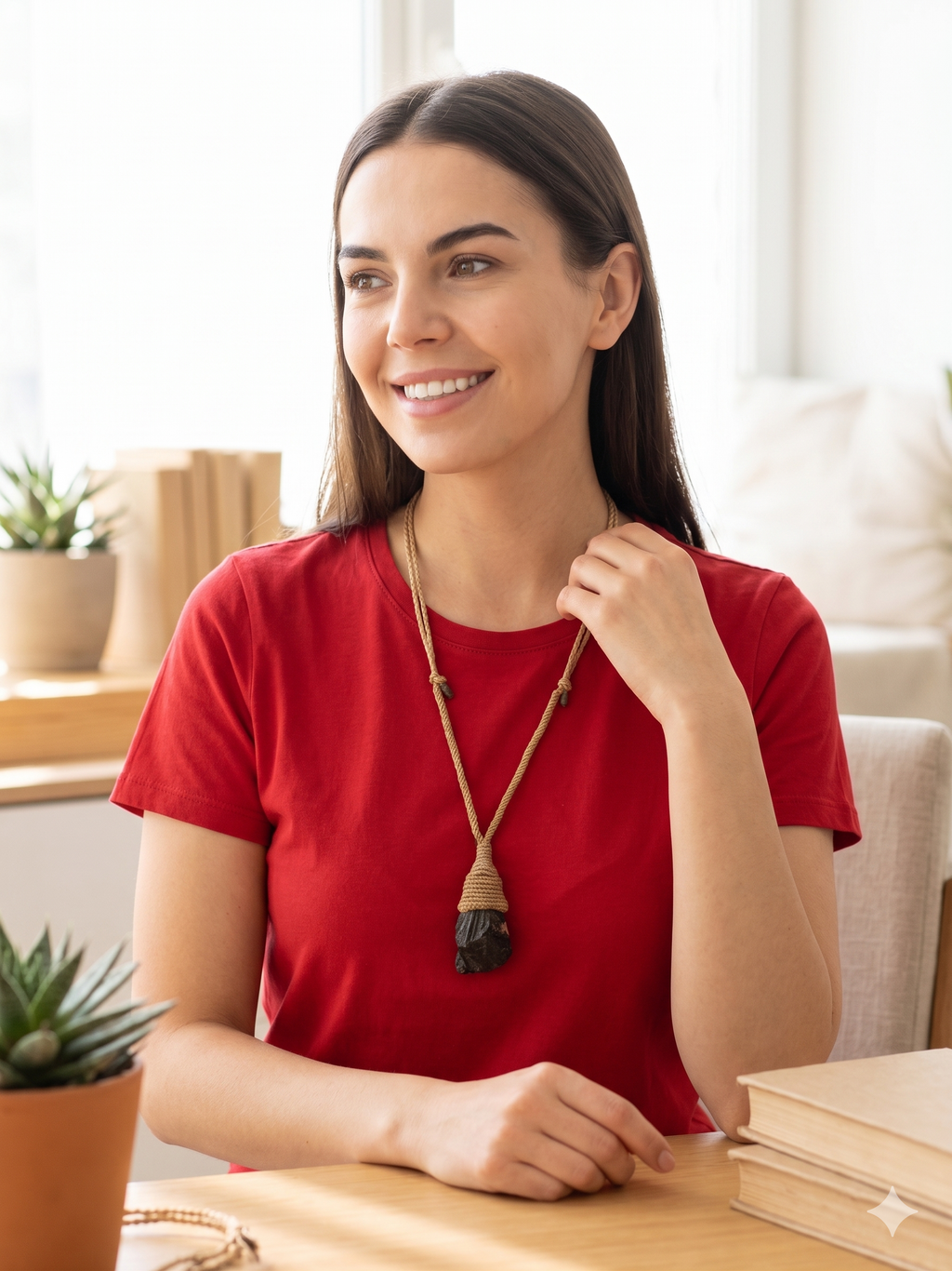 Handmade Macrame Necklace with Natural Black Tourmaline