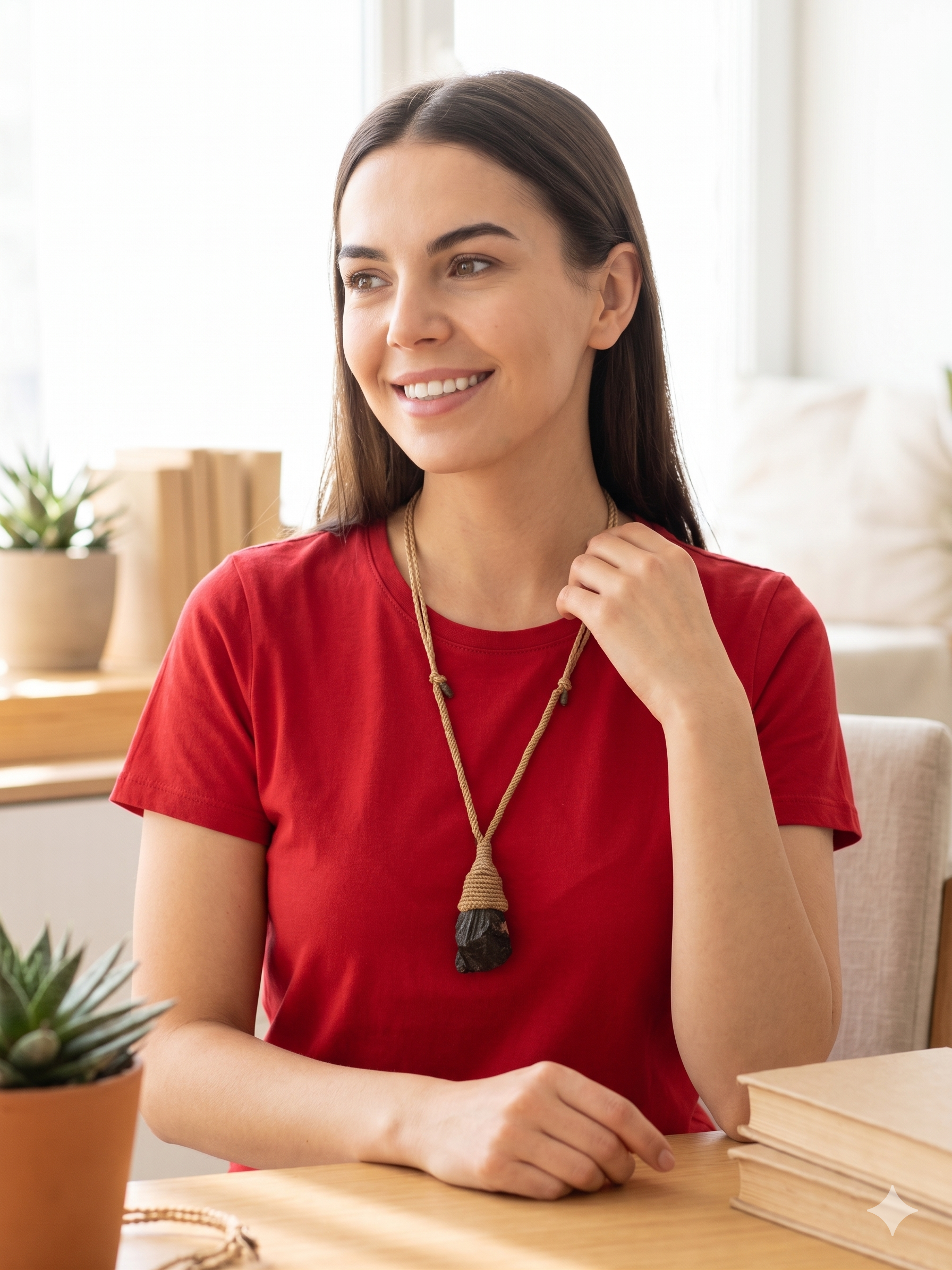 Handmade Macrame Necklace with Natural Black Tourmaline