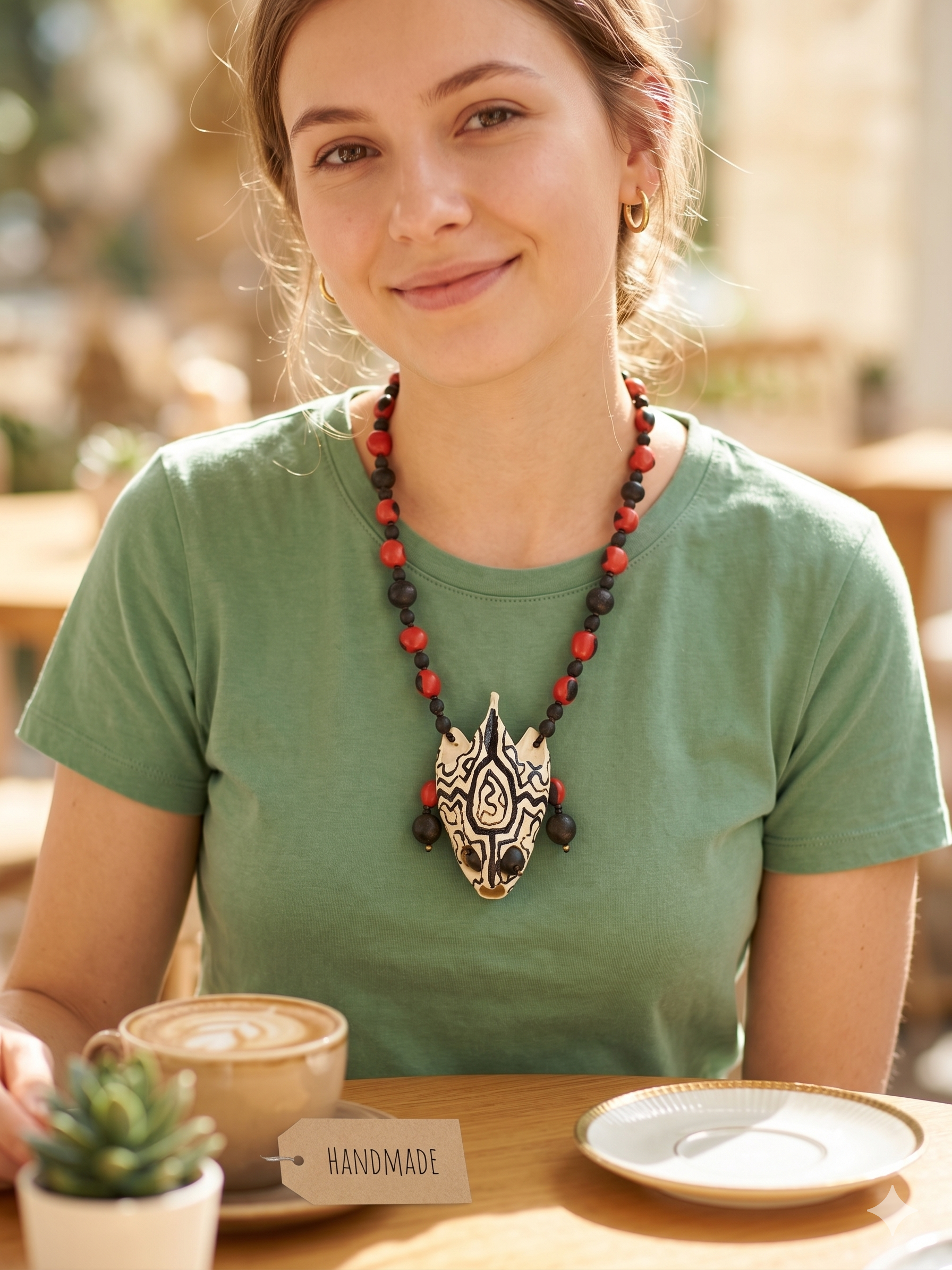 Shaman Amulet Necklace Turtle Head Huayruro Seeds