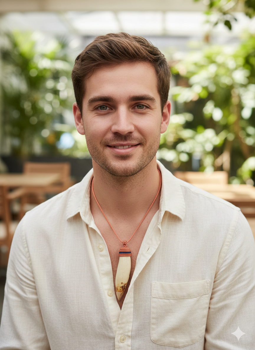 Authentic Handmade Macrame Sea Lion Tooth Necklace Amulet Pendant