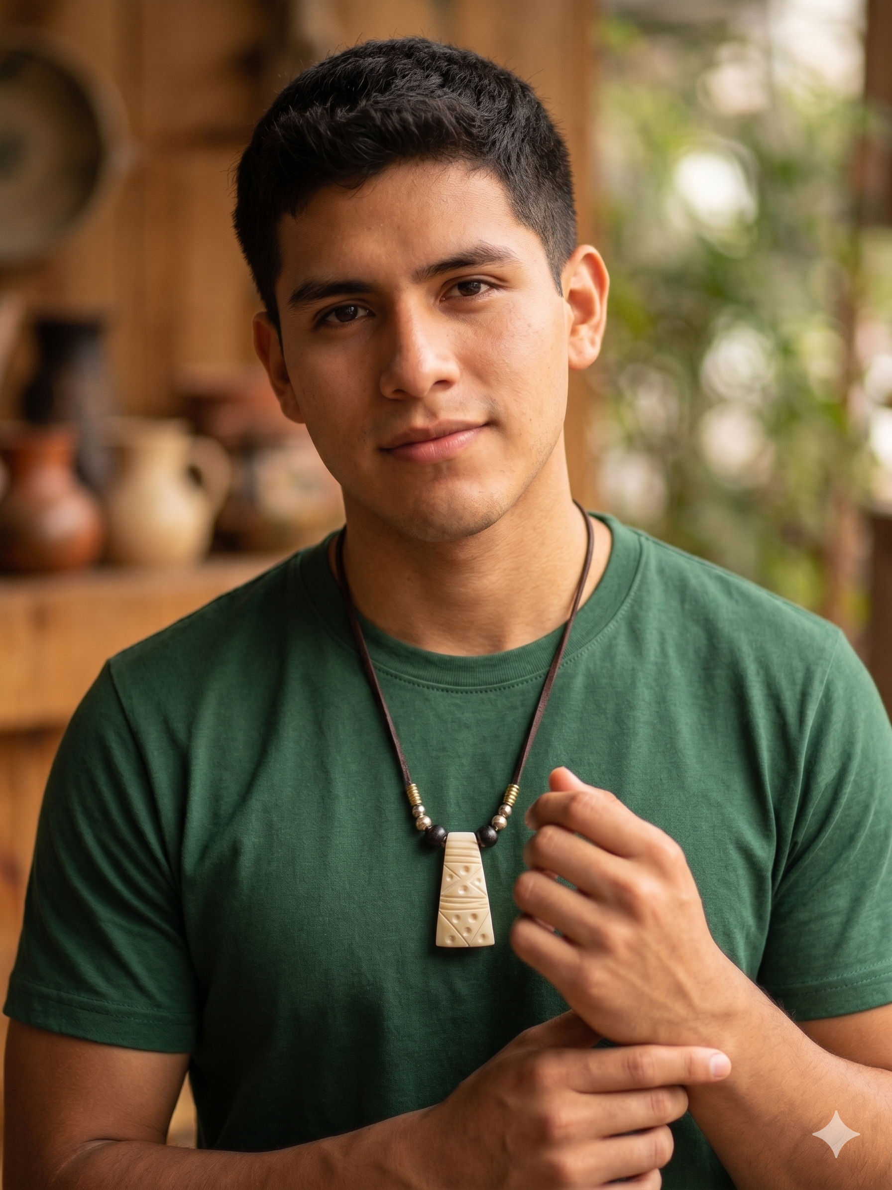 Handmade Macrame Pendant Necklace with Carved Bone