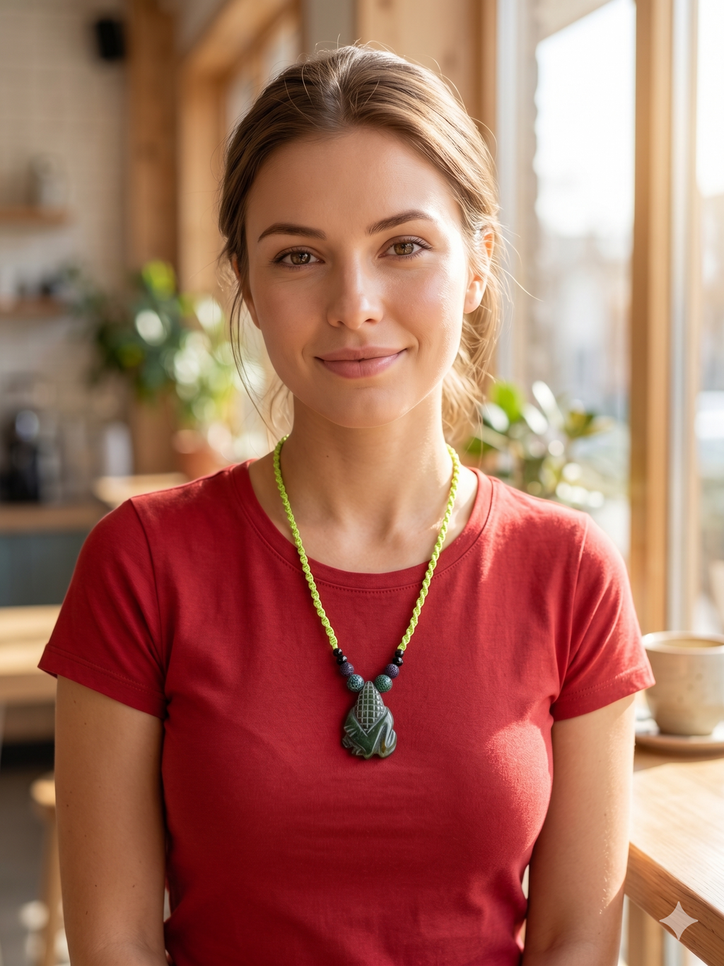 Handmade Macrame Necklace with Carved Corn Pendant - Abundance