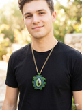 Green Macrame Hand-Woven Temple Fly Amulet Necklace