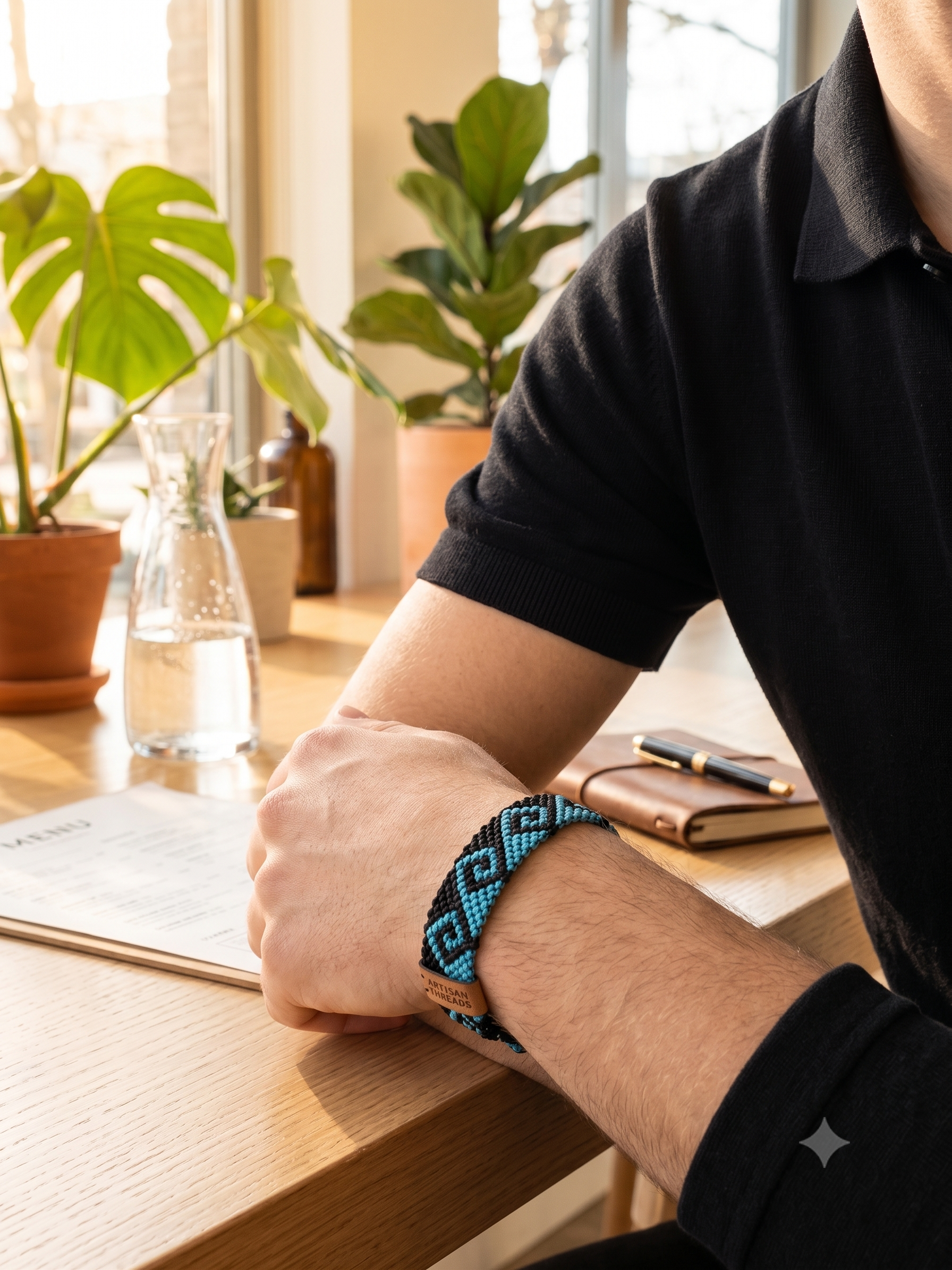 Handmade Andean Macrame Bracelet with Inca Labyrinth Design