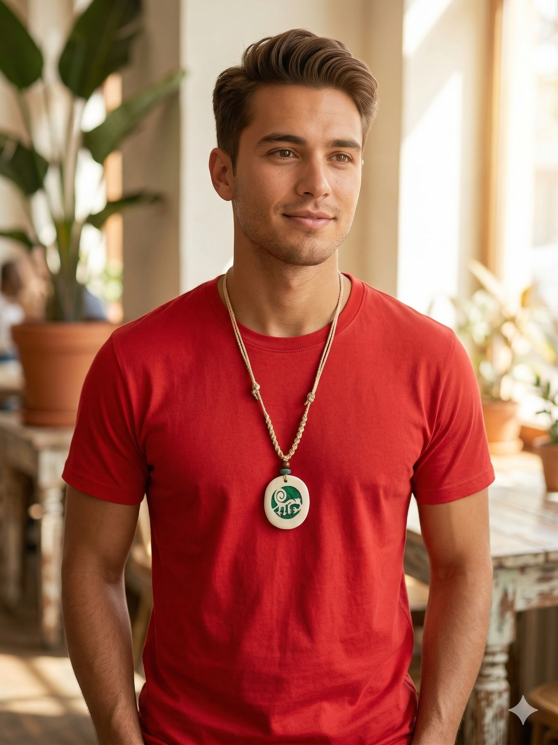 Handmade Macrame Necklace with Nazca Lines Monkey