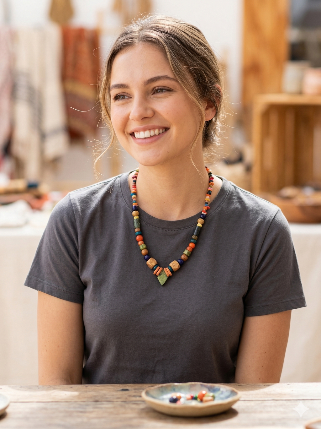 Handmade Necklace with Natural Stones, Peruvian Craftsmanship from Cusco