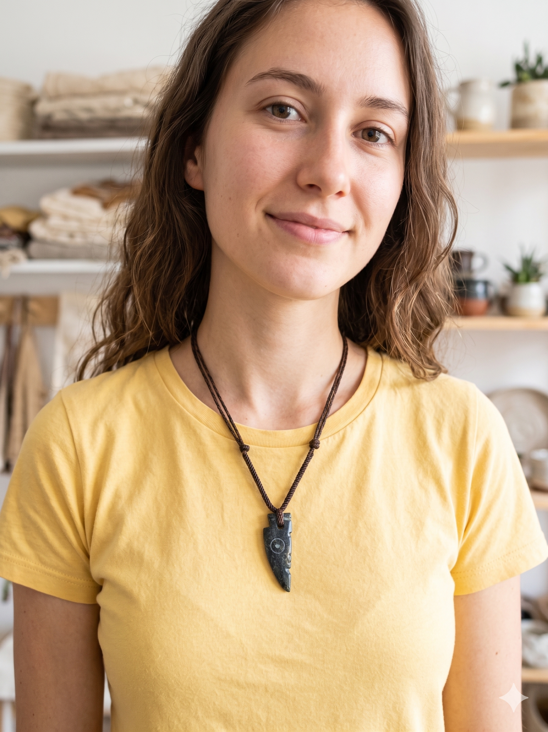 Natural Stone Carved Amulet Macrame Necklace Spiritual Protection