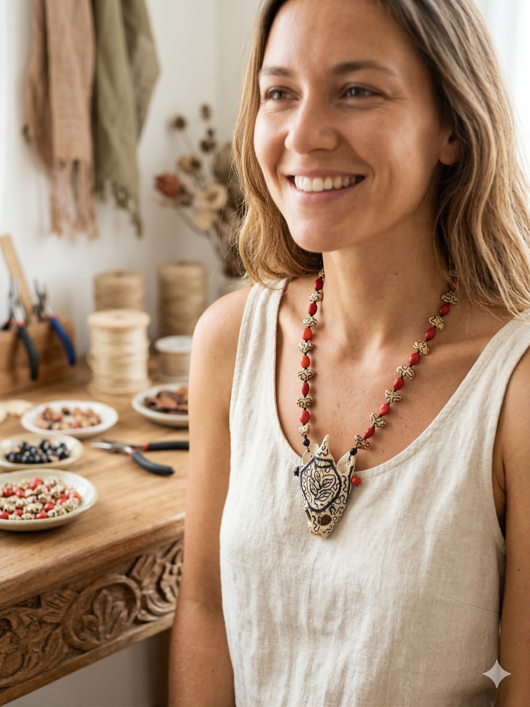 Shamanic Necklace Huayruro Seeds Collected Turtle Skull