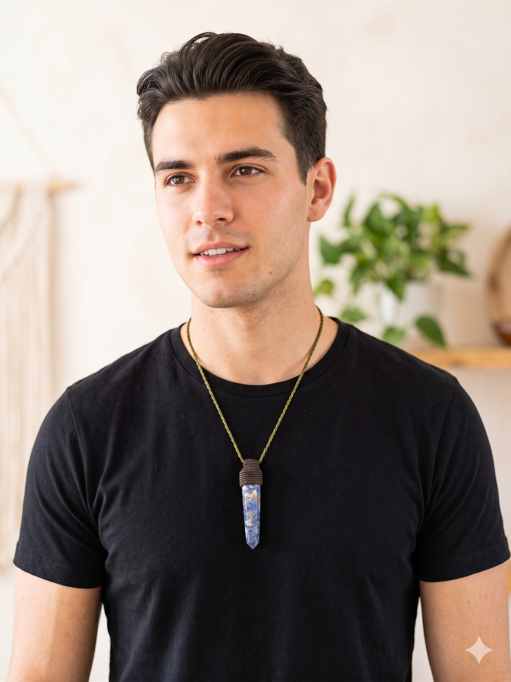 Handmade Macrame Necklace with Natural Sodalite Beads