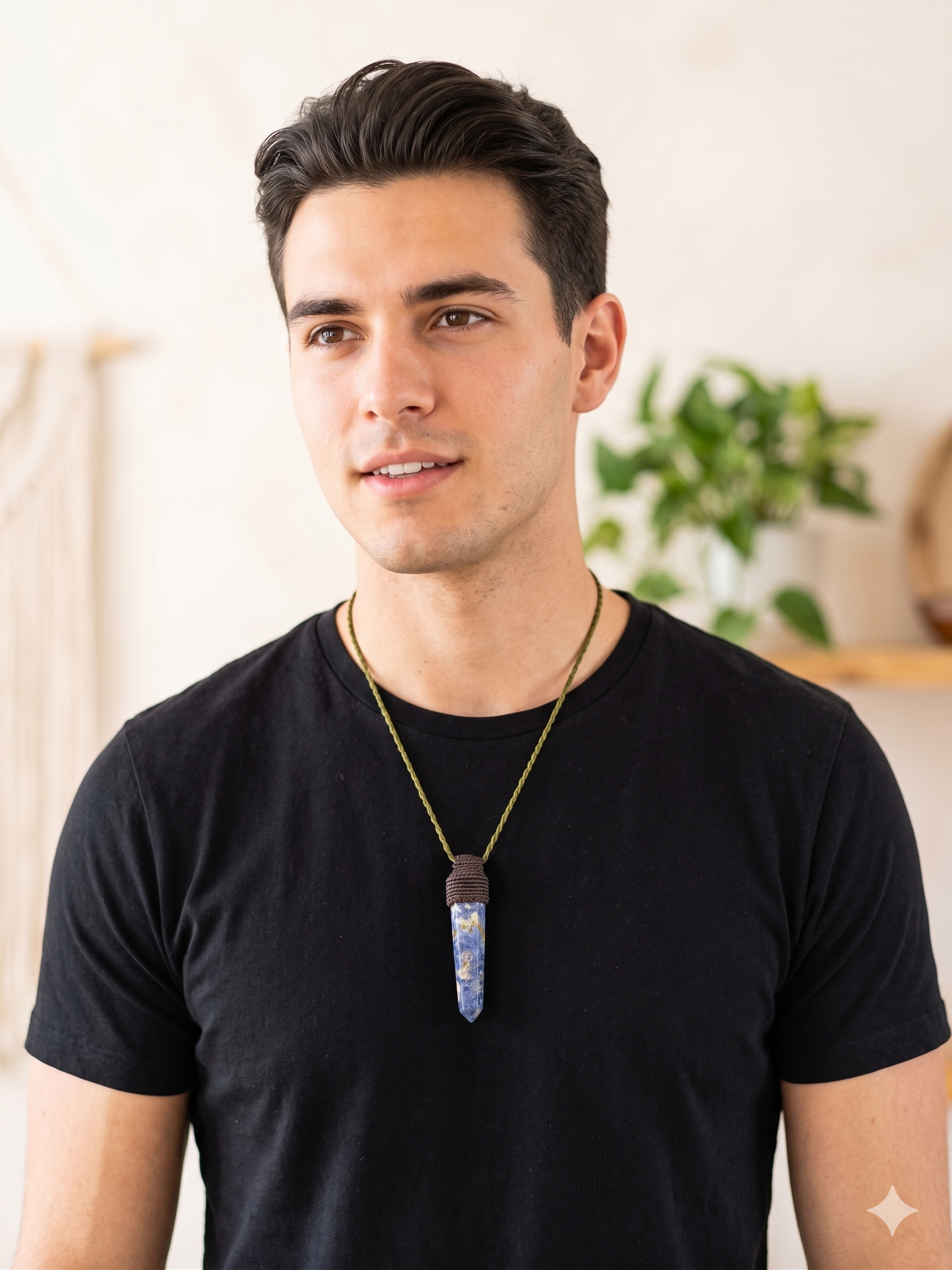 Handmade Macrame Necklace with Natural Sodalite Beads