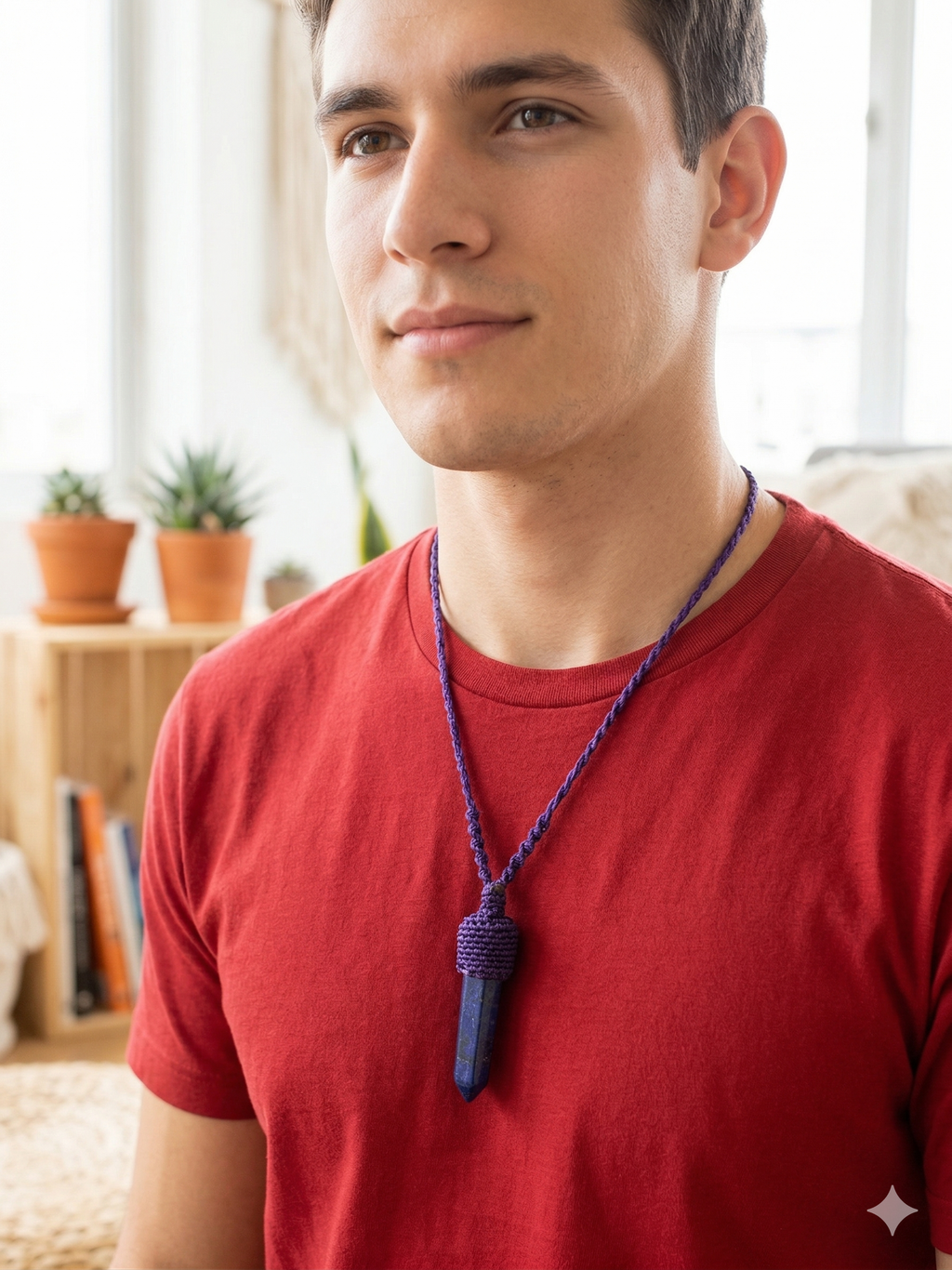 Handmade Macrame Necklace with Onyx and Lapis Lazuli Stones - Spiritual Amulet