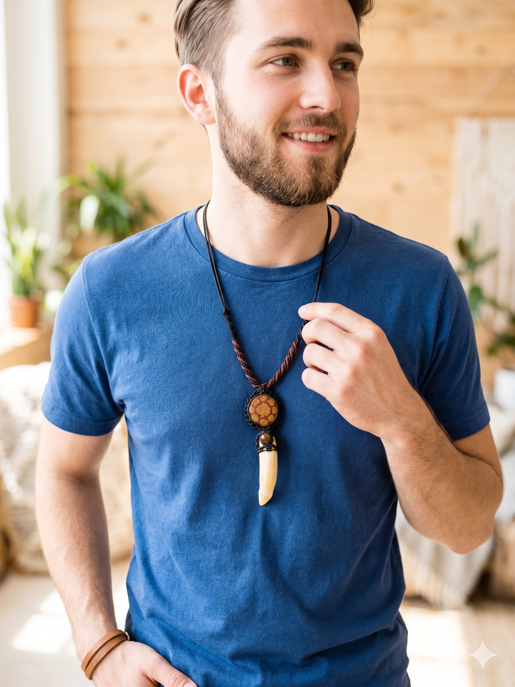 Handmade Macrame Shamanic Dandelion Necklace