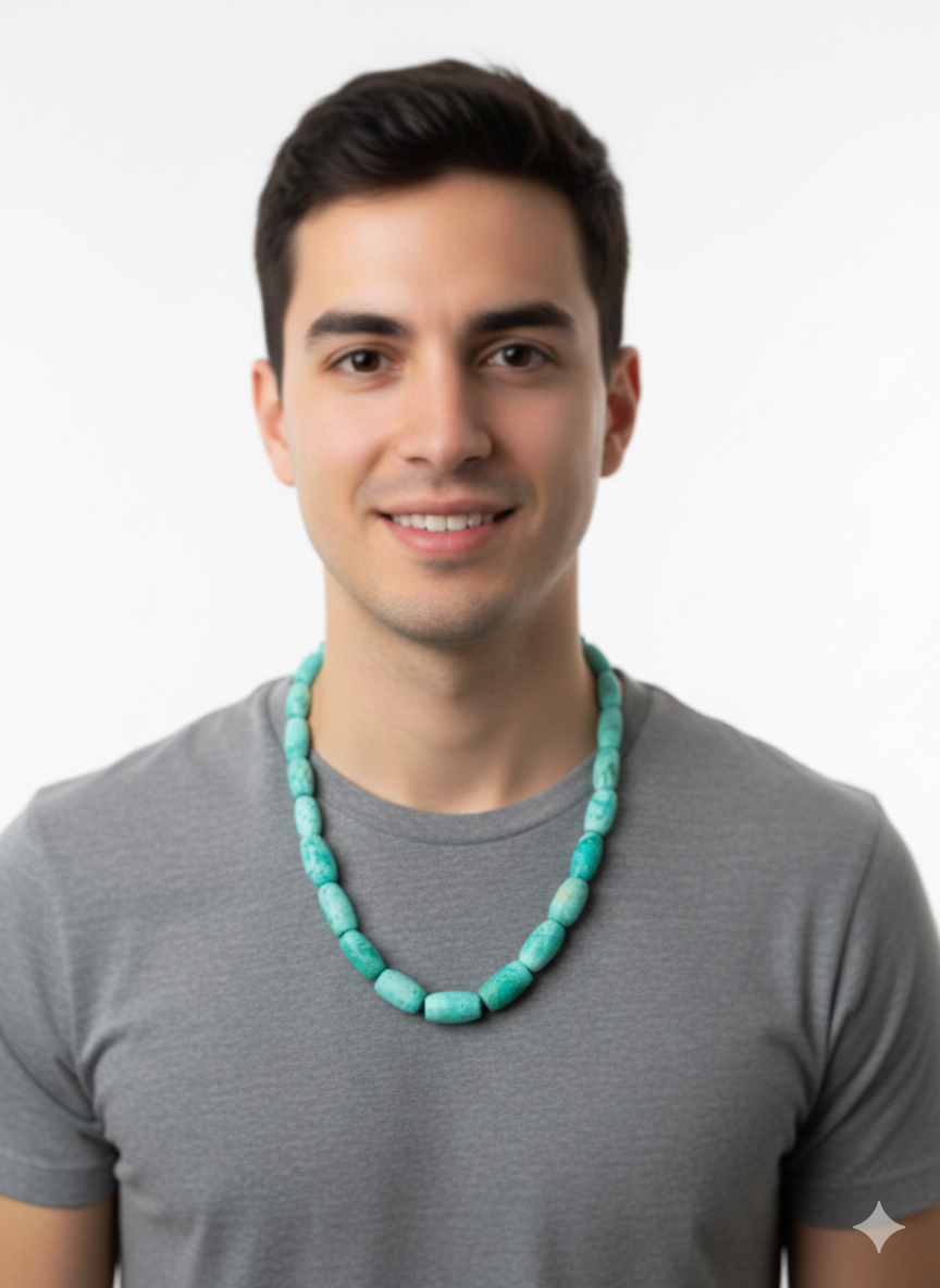 Natural Stone Choker Necklace Unisex Adjustable Handmade