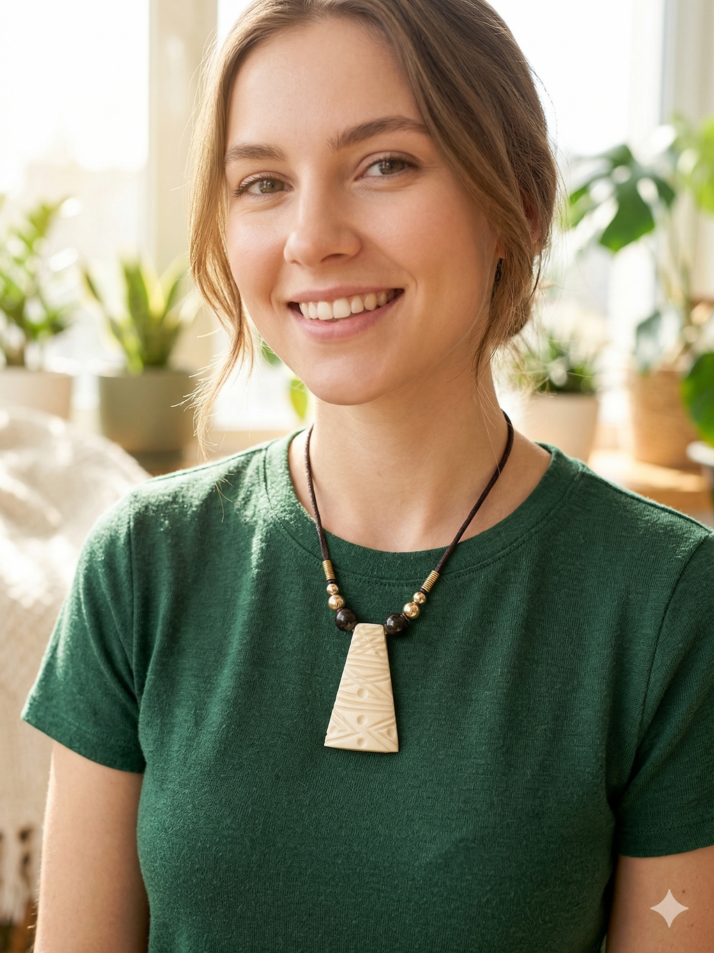 Hand-Carved Bone Necklace, Collected Bone Pendant, Adjustable Cord