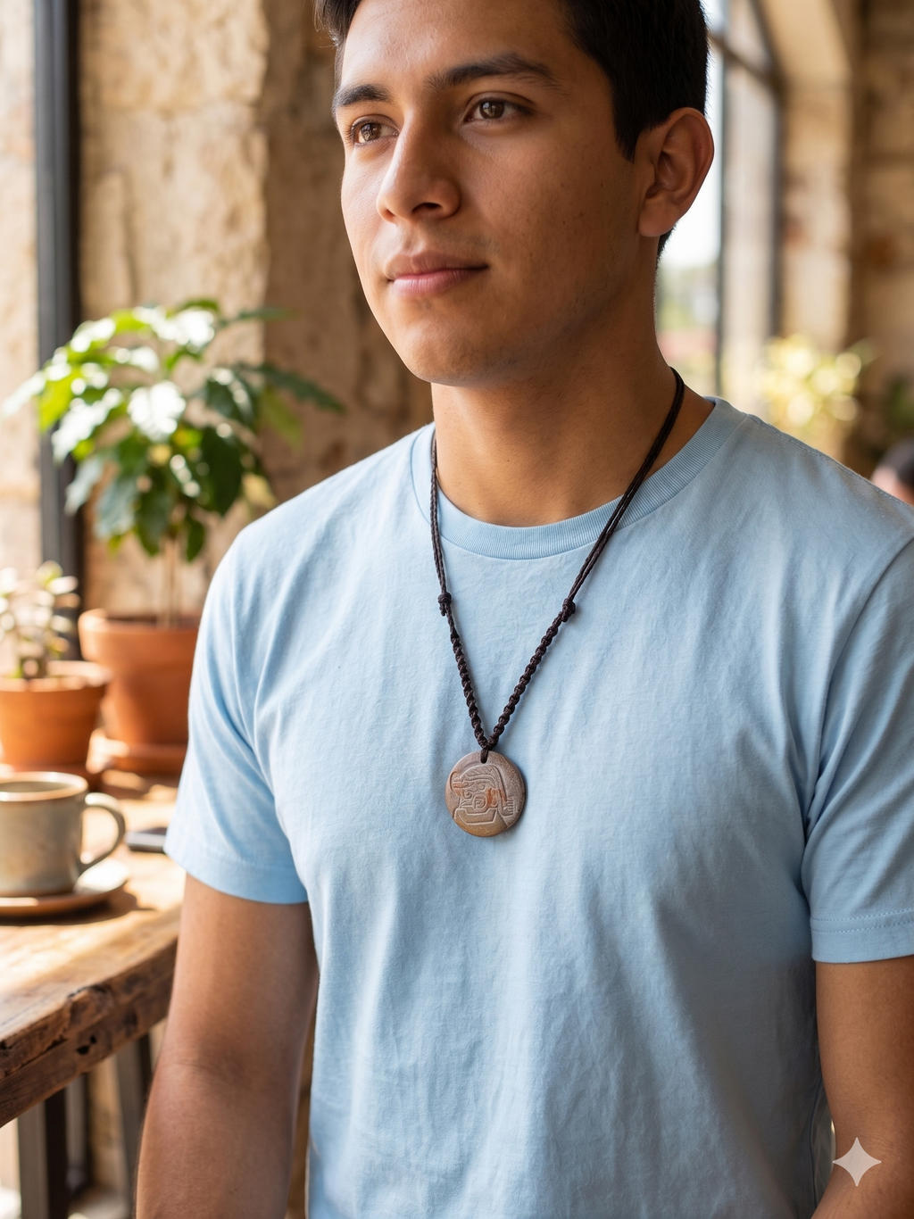 Macrame Necklace Hand Carved Stone Chavín Culture Tenon Head