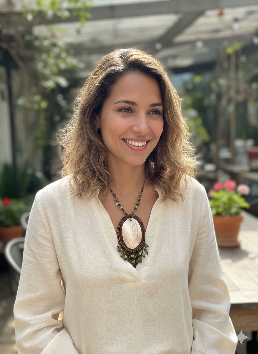 Unisex Macrame Necklace with Spondylus Shell and Mother-of-Pearl, Handmade Peruvian Craft