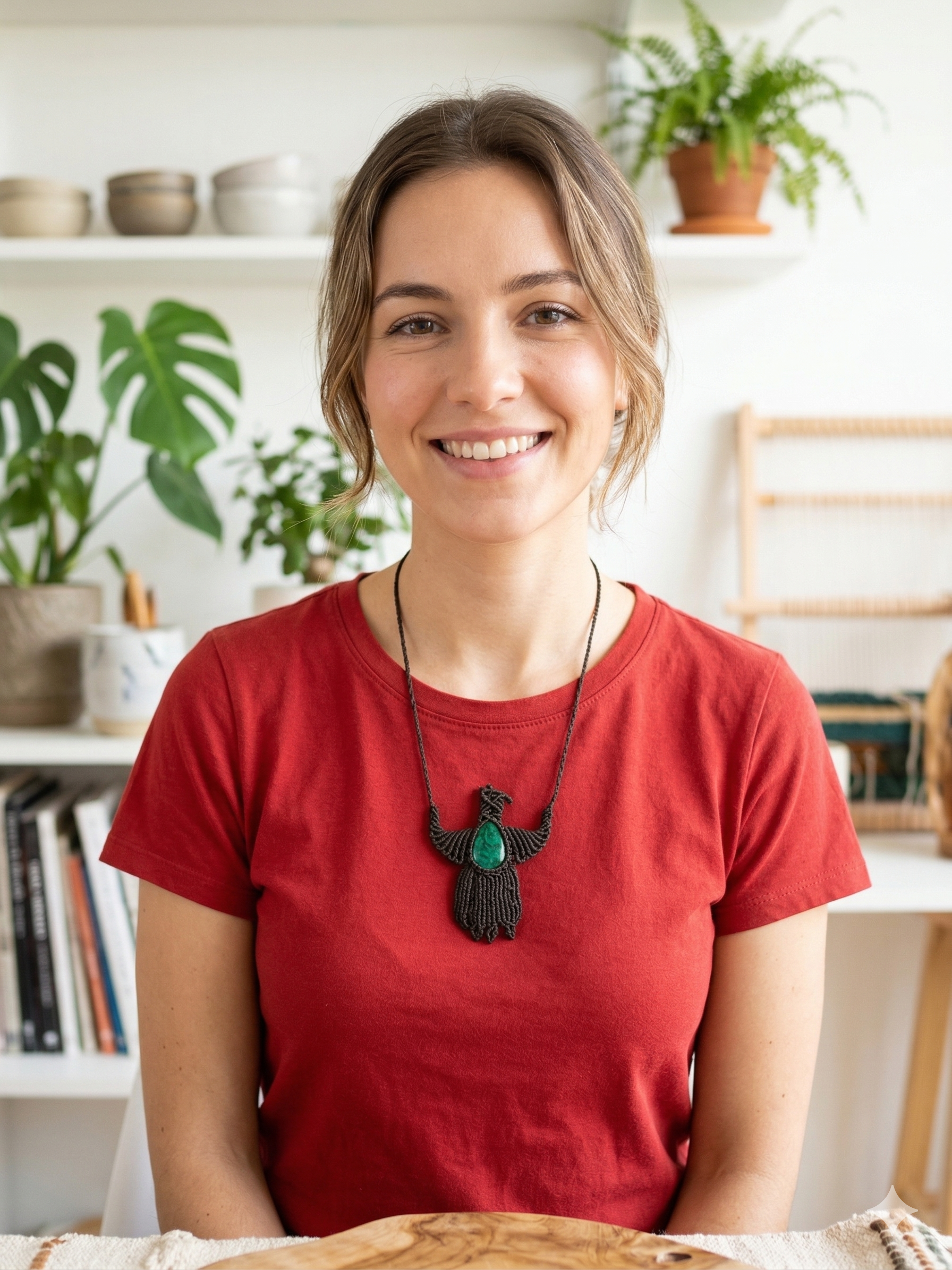 Handwoven Macrame Condor Necklace with Turquoise Stone, Andean Artisan Choker