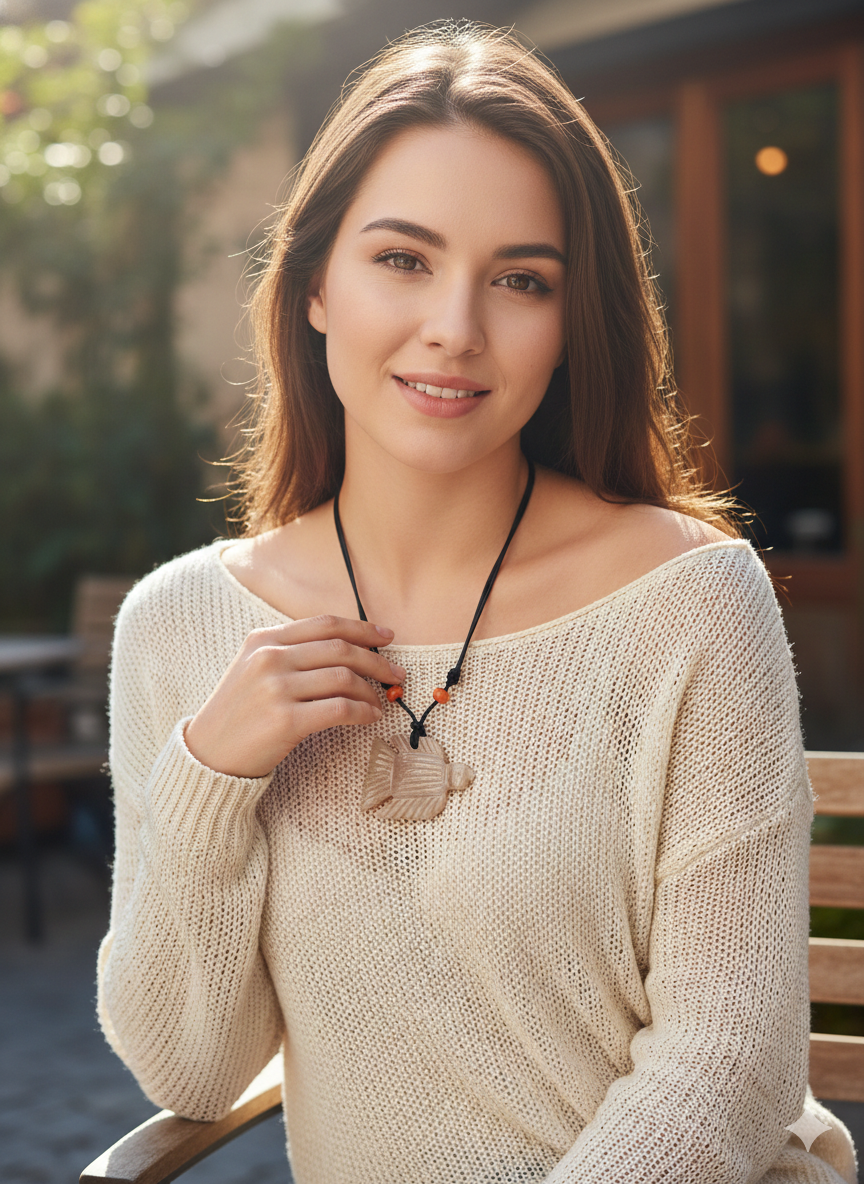 Condor Necklace, Hand-Carved Stone, Andean Spirit, Handmade