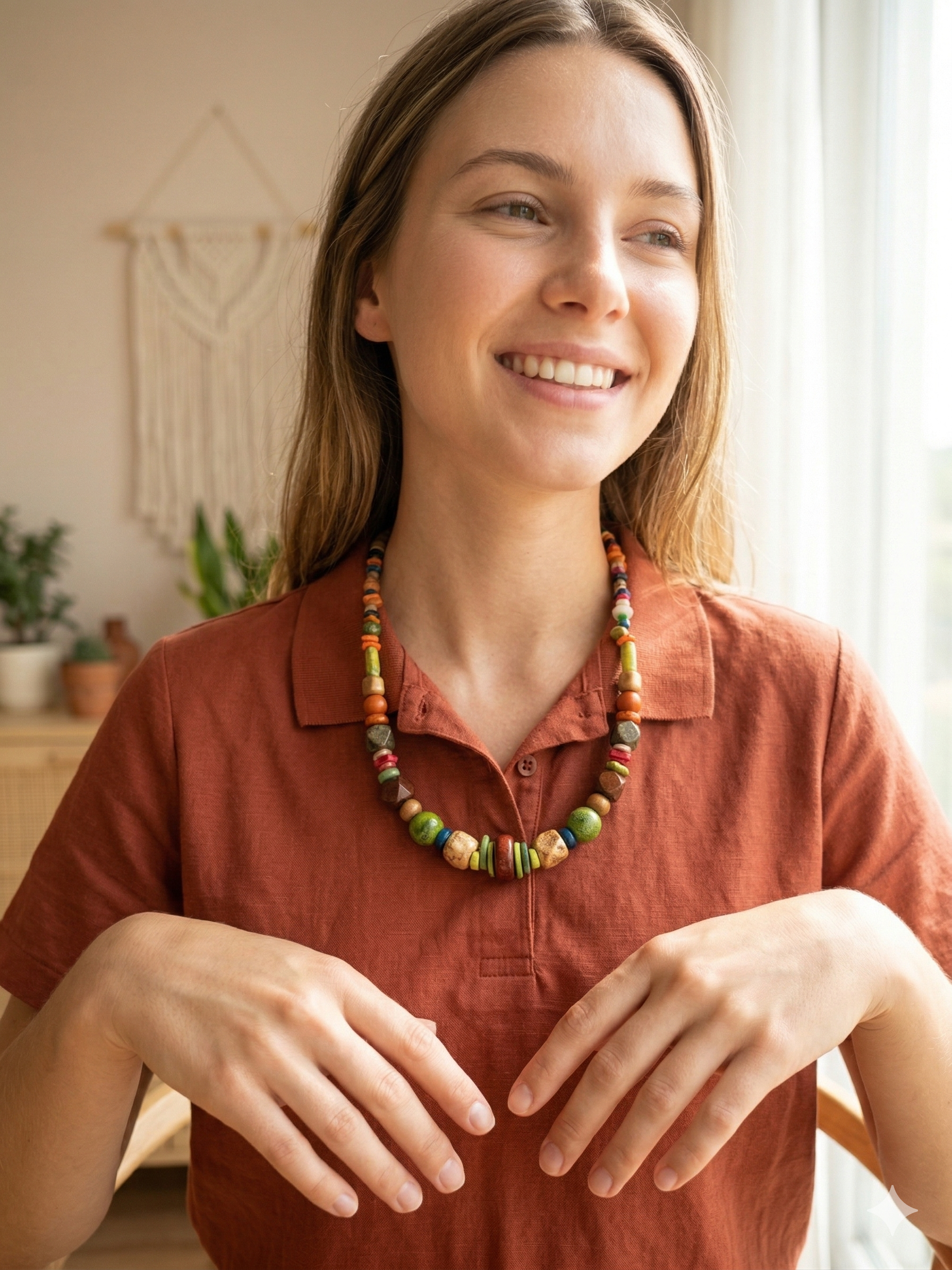 Multicolor Natural Stone Necklace Handmade Peruvian Craft Cusco